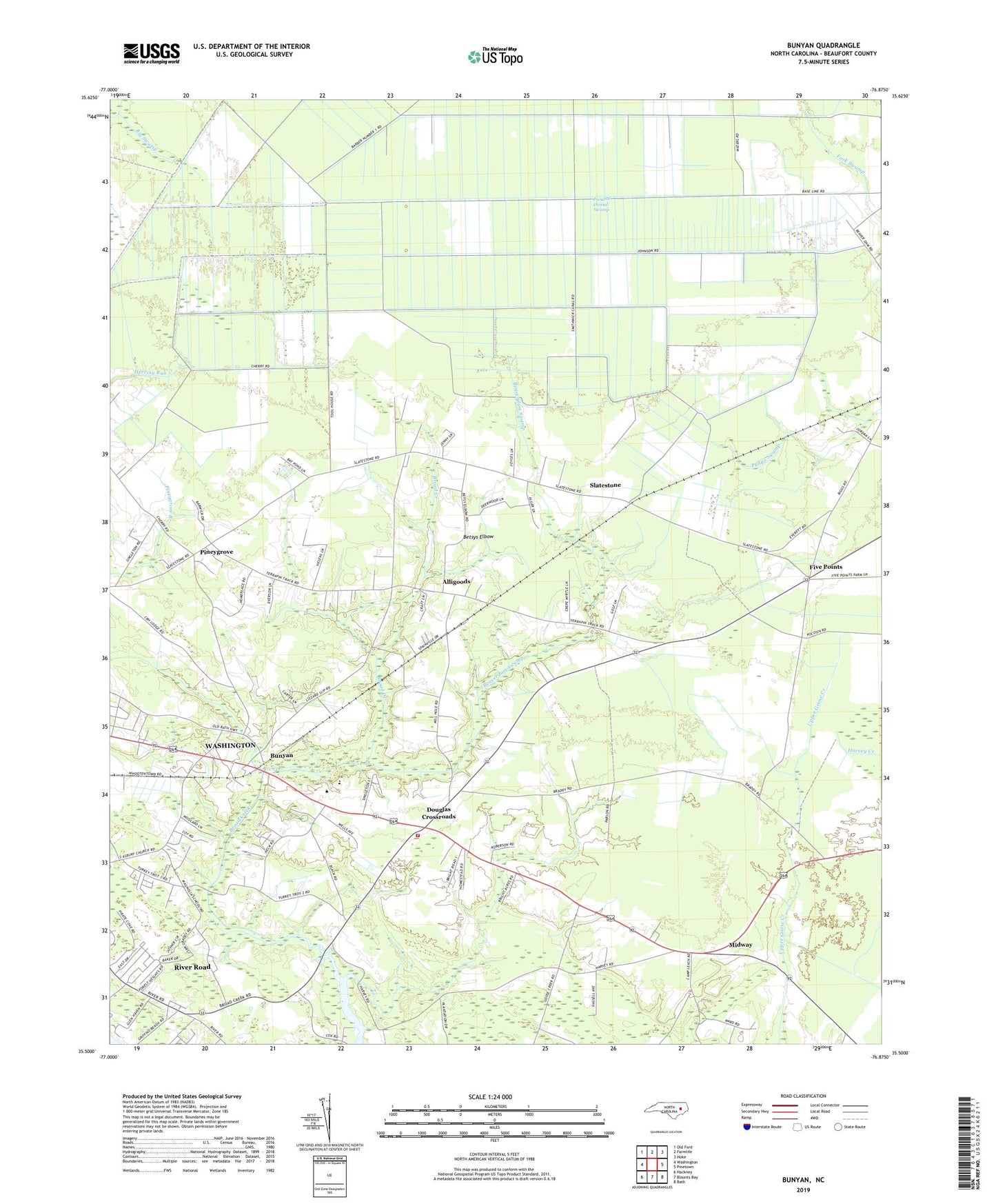 Bunyan North Carolina US Topo Map Image