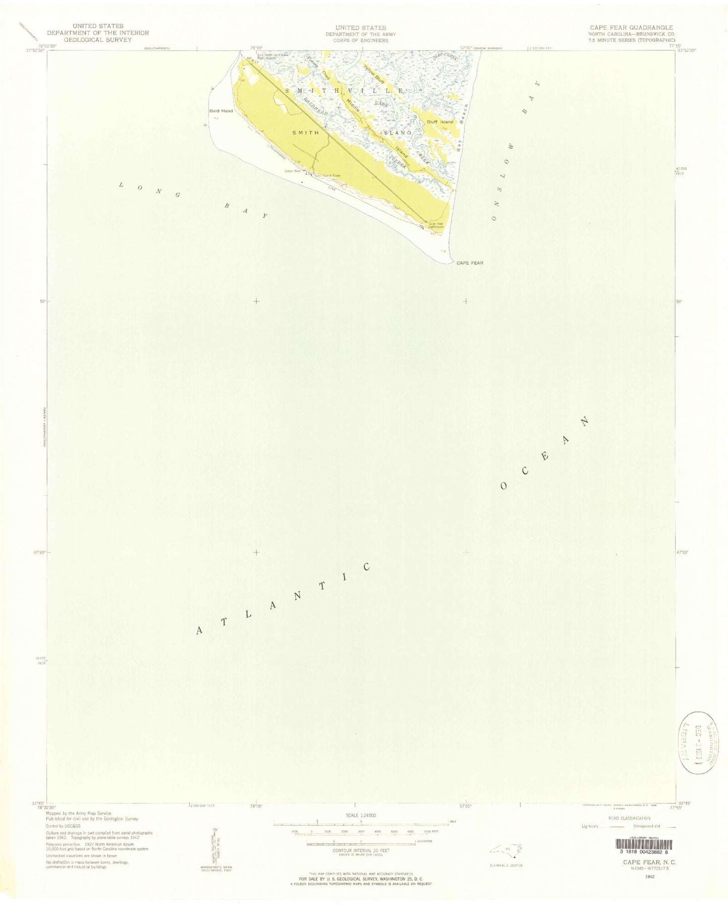 Classic USGS Cape Fear North Carolina 7.5'x7.5' Topo Map Image