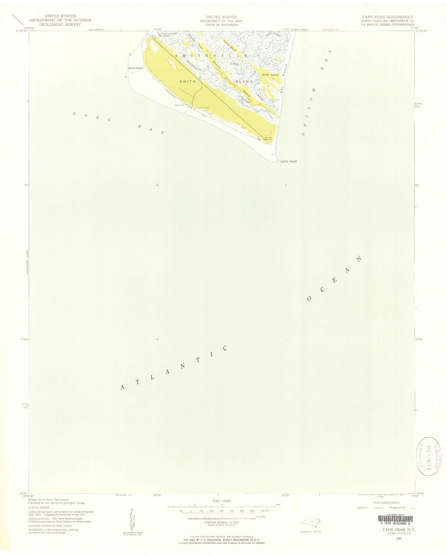 Classic USGS Cape Fear North Carolina 7.5'x7.5' Topo Map Image