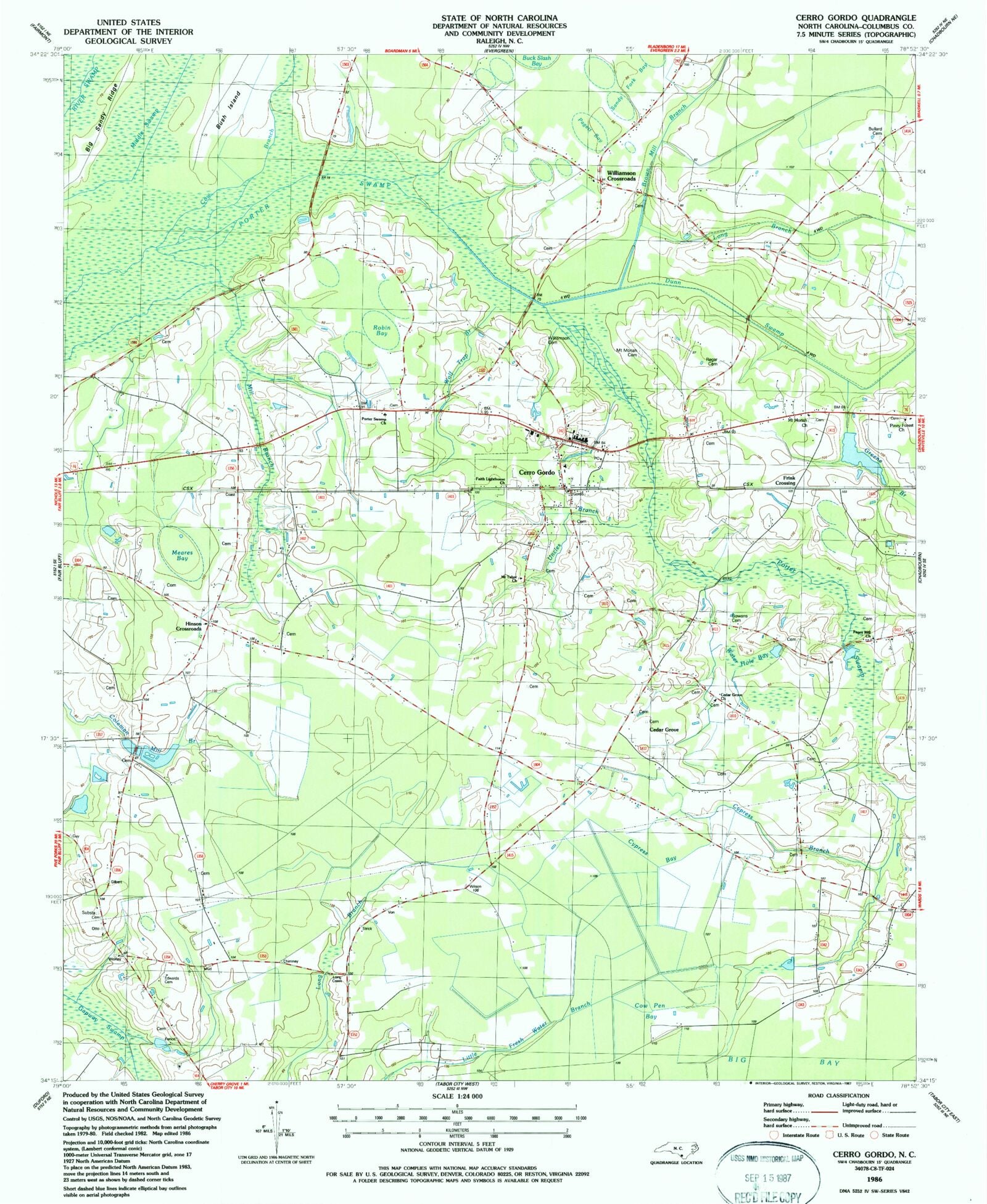 Classic USGS Cerro Gordo North Carolina 7.5'x7.5' Topo Map MyTopo Map