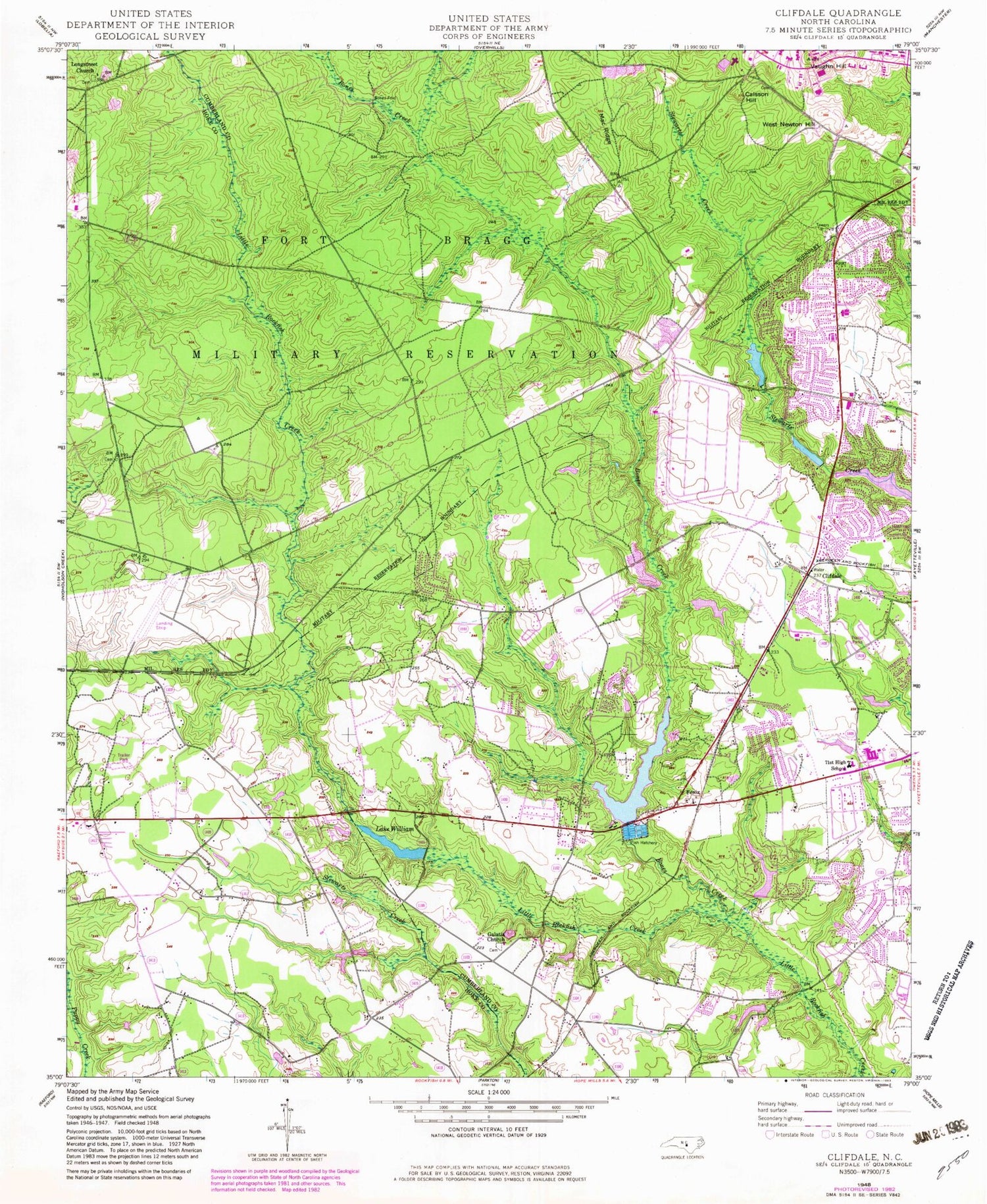 Classic USGS Clifdale North Carolina 7.5'x7.5' Topo Map Image
