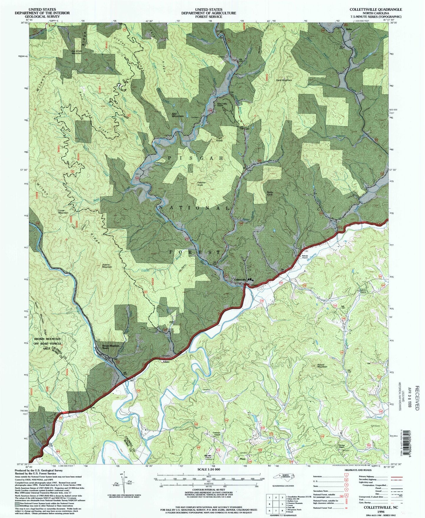 Classic USGS Collettsville North Carolina 7.5'x7.5' Topo Map Image