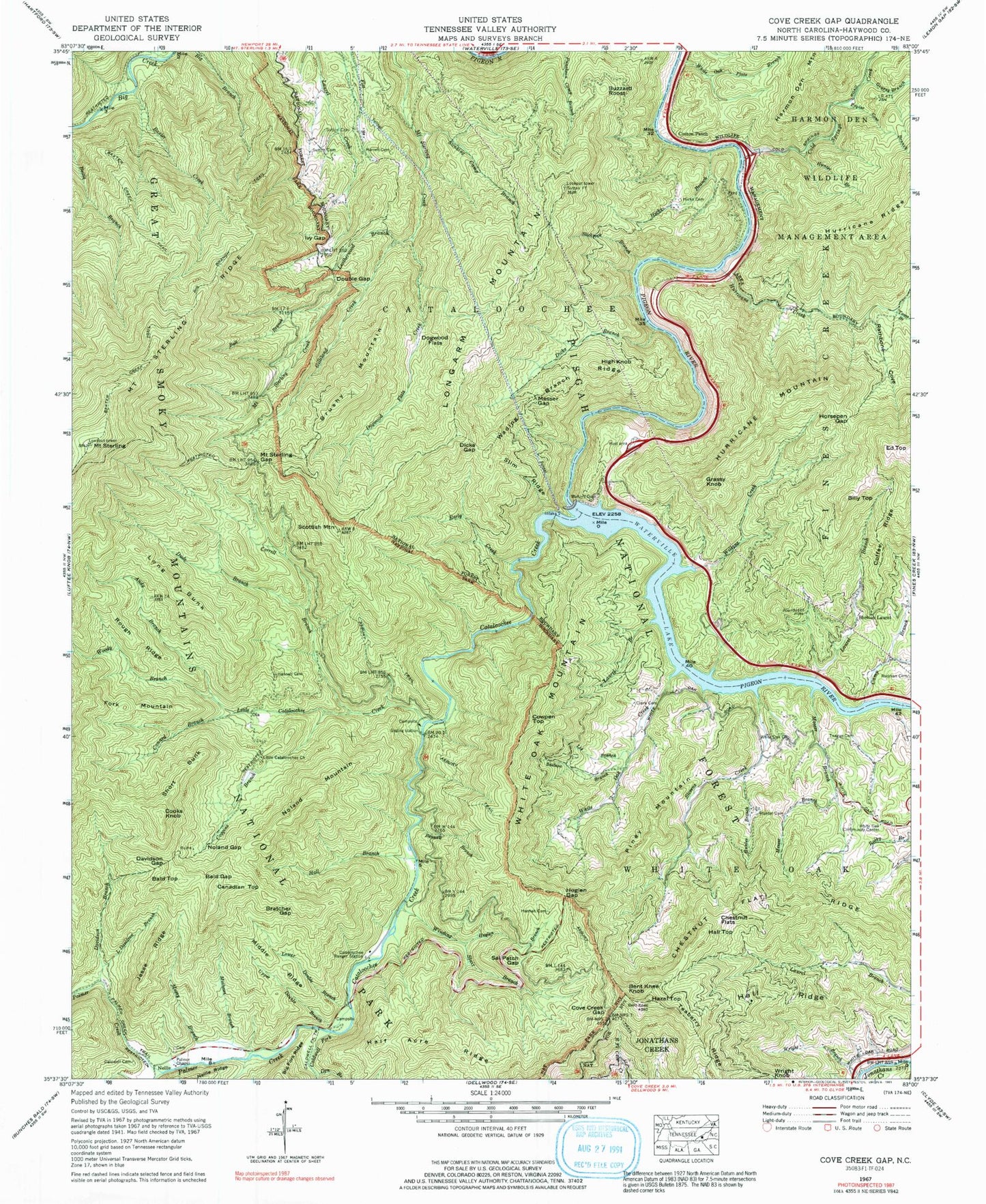 Classic USGS Cove Creek Gap North Carolina 7.5'x7.5' Topo Map Image