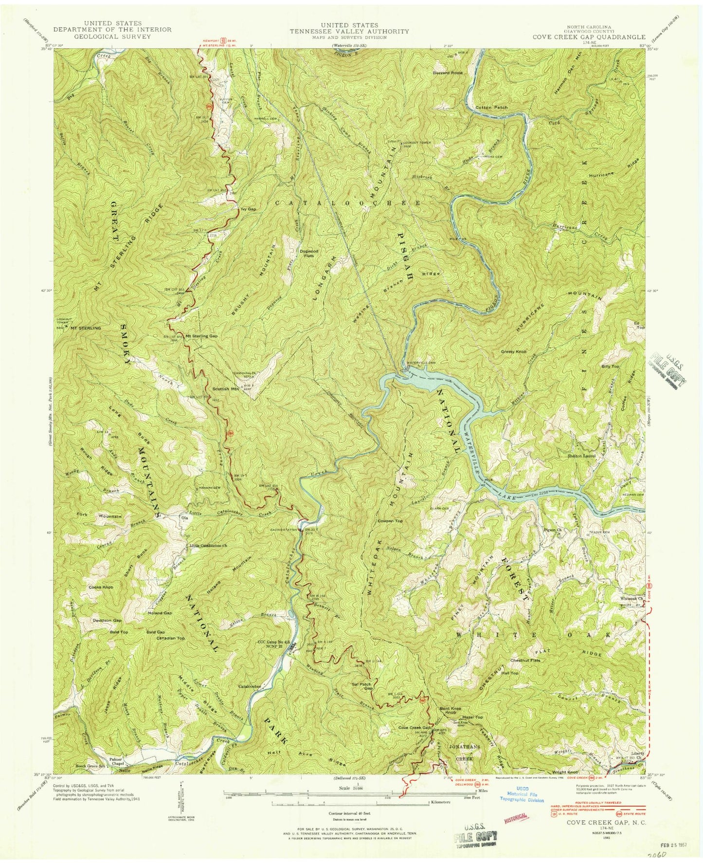 Classic USGS Cove Creek Gap North Carolina 7.5'x7.5' Topo Map Image