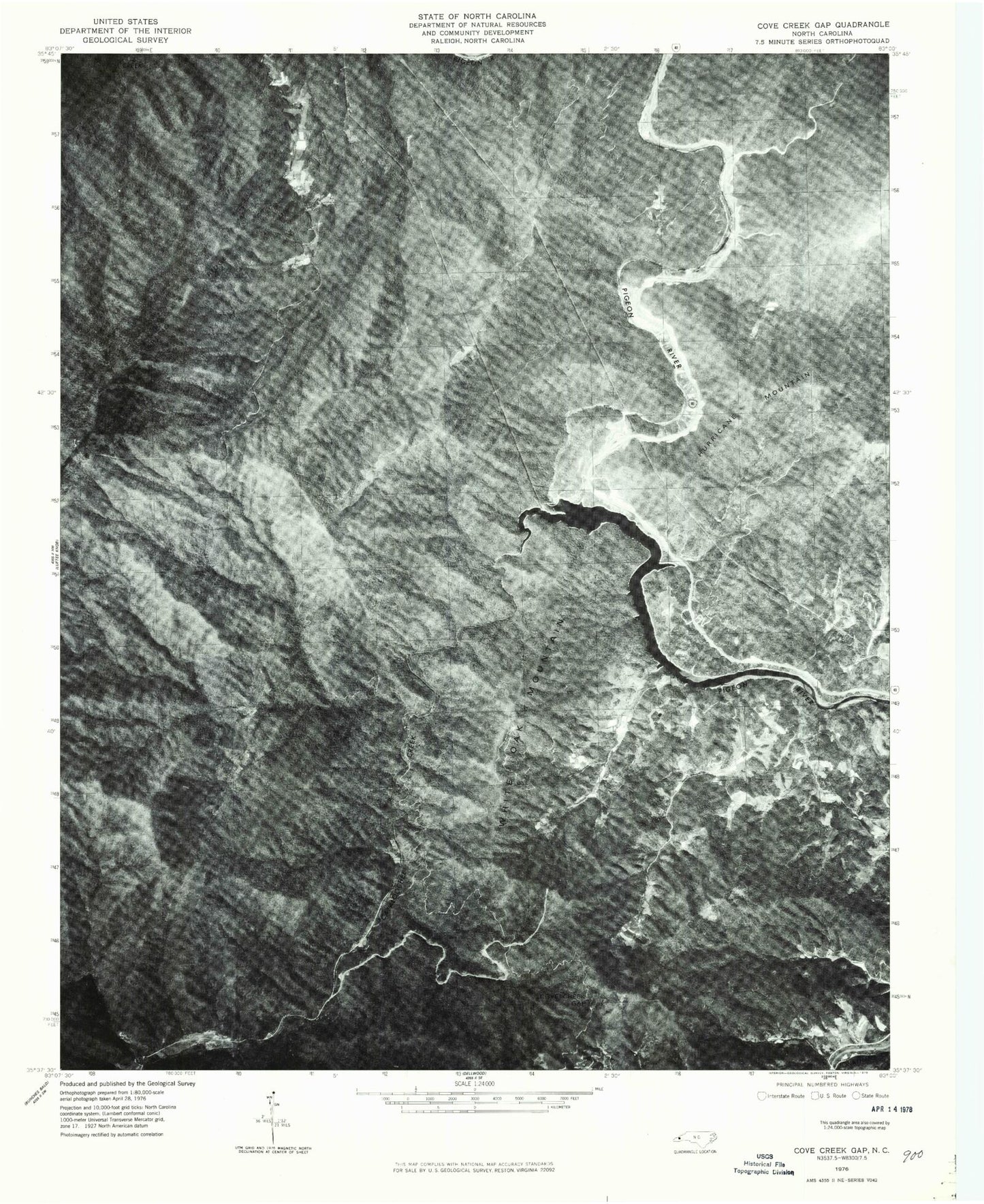 Classic USGS Cove Creek Gap North Carolina 7.5'x7.5' Topo Map Image