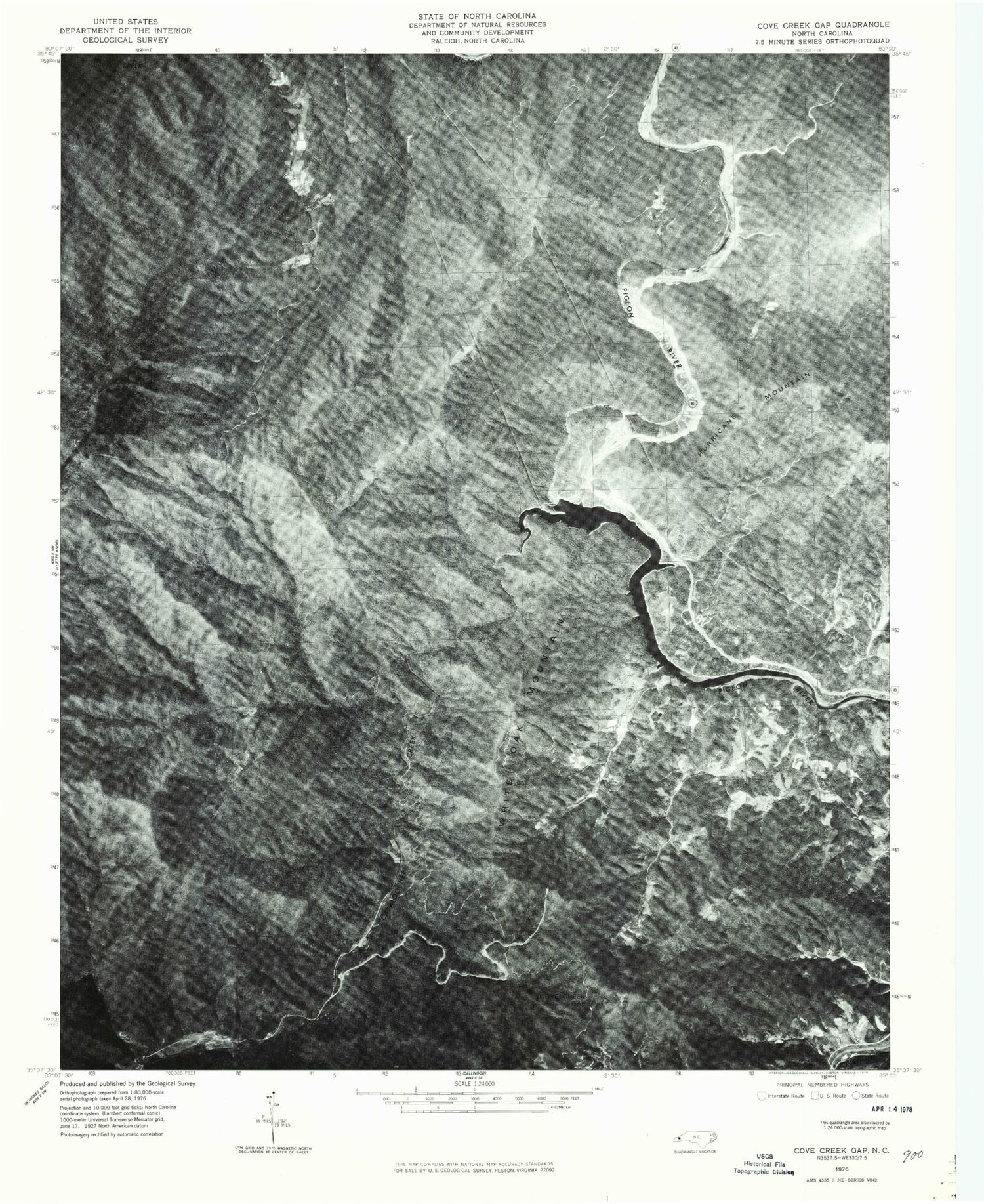 Classic USGS Cove Creek Gap North Carolina 7.5'x7.5' Topo Map Image