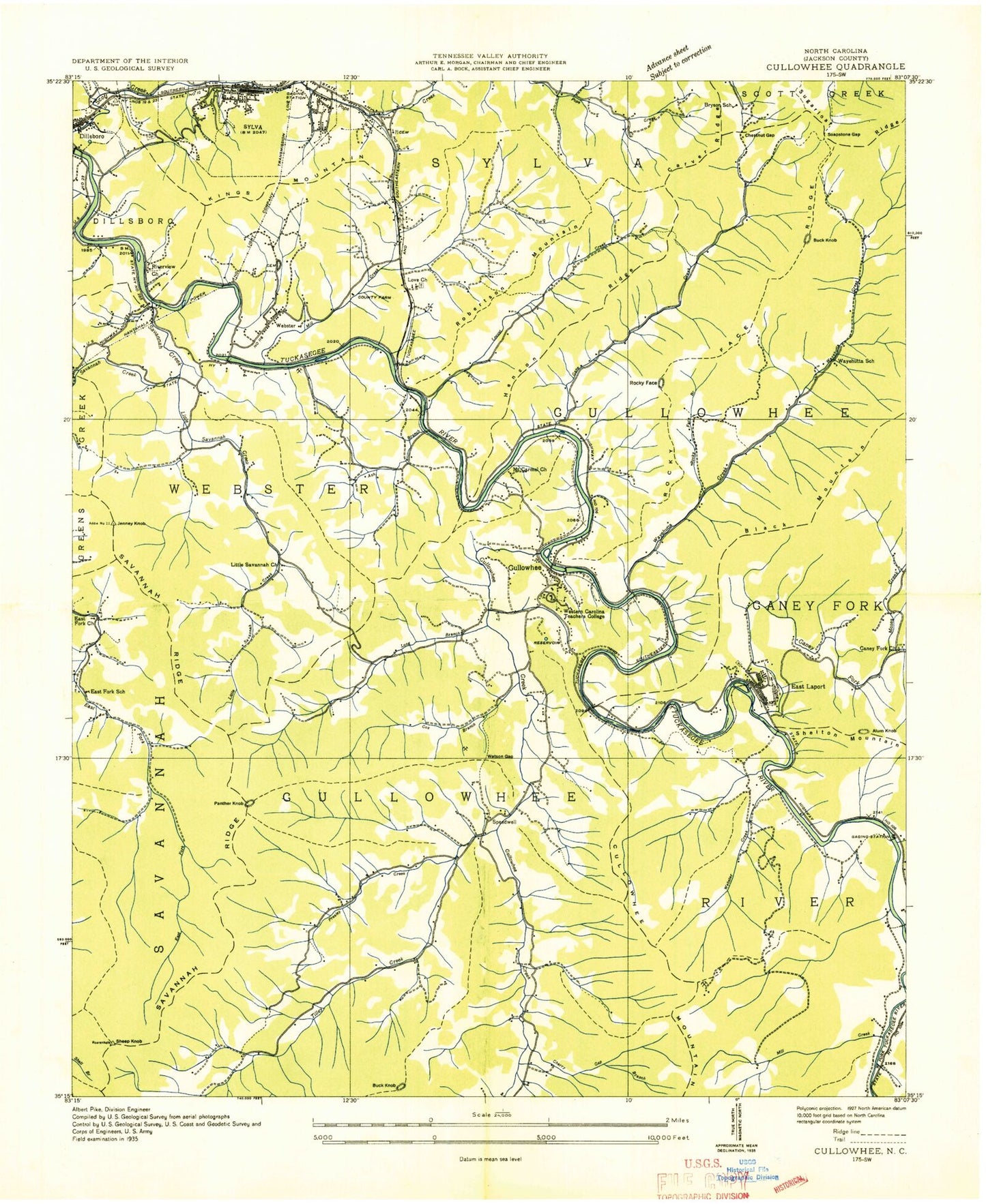 Classic USGS Sylva South North Carolina 7.5'x7.5' Topo Map Image