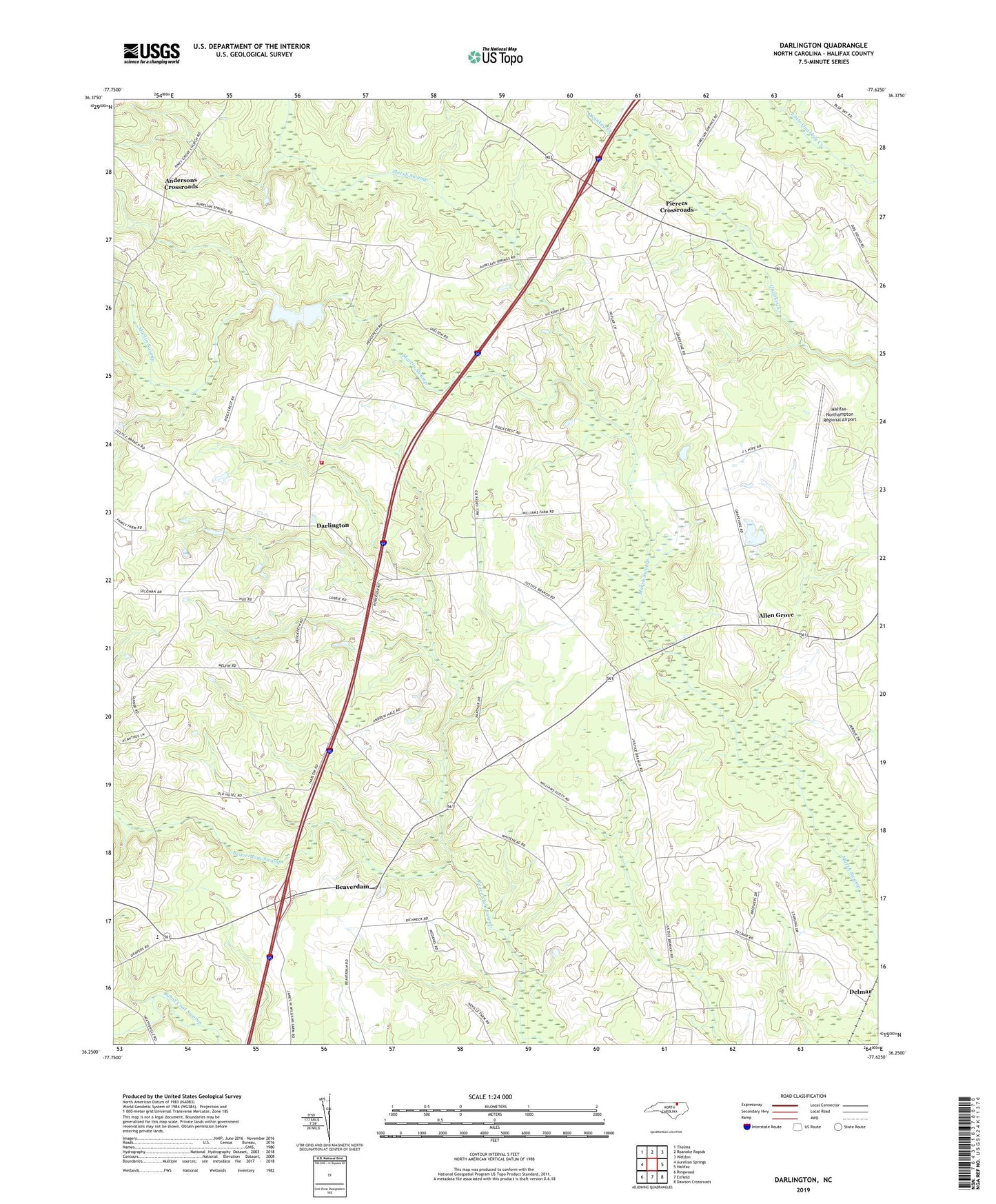 Darlington North Carolina US Topo Map Image