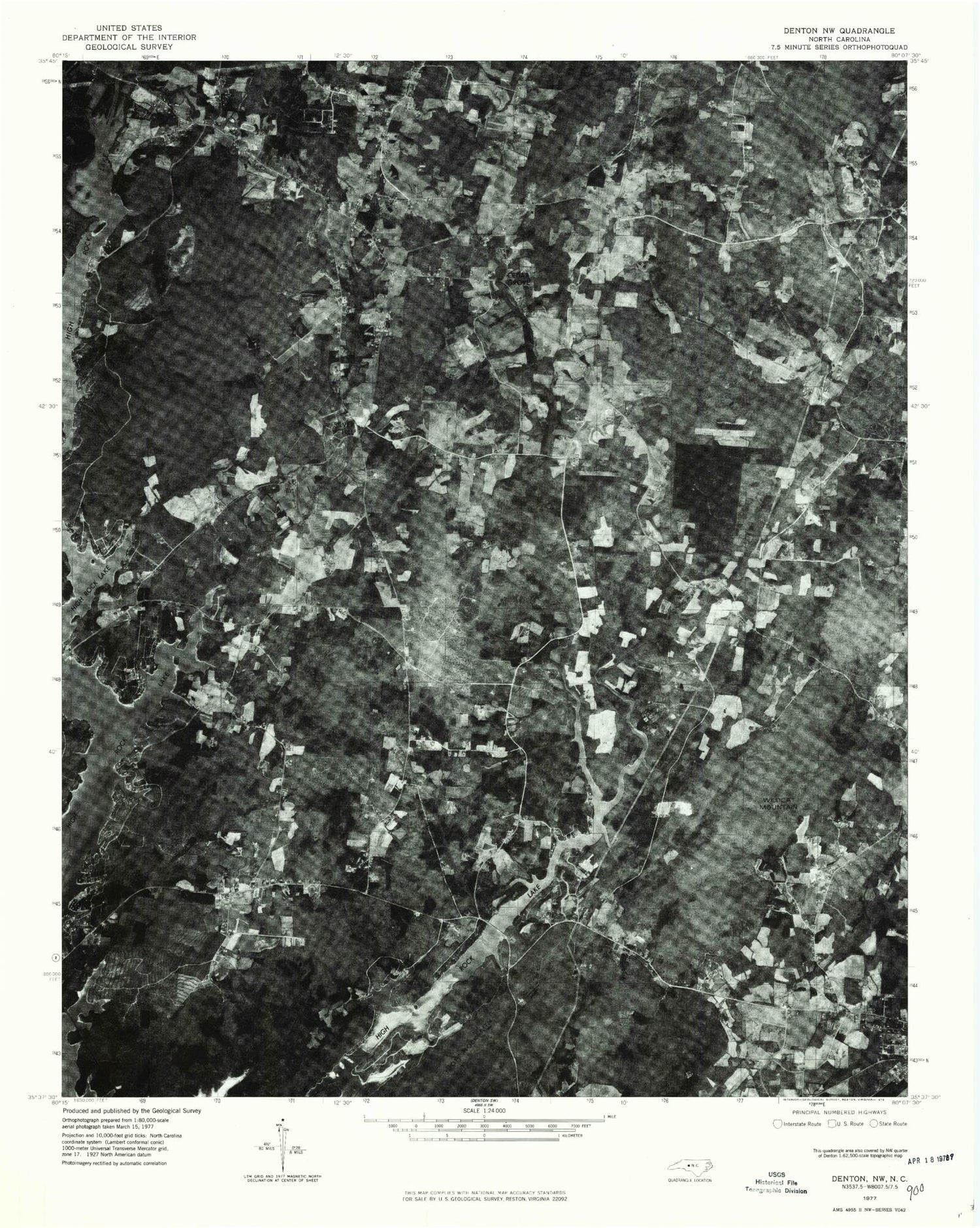 Classic USGS Grist Mountain North Carolina 7.5'x7.5' Topo Map Image