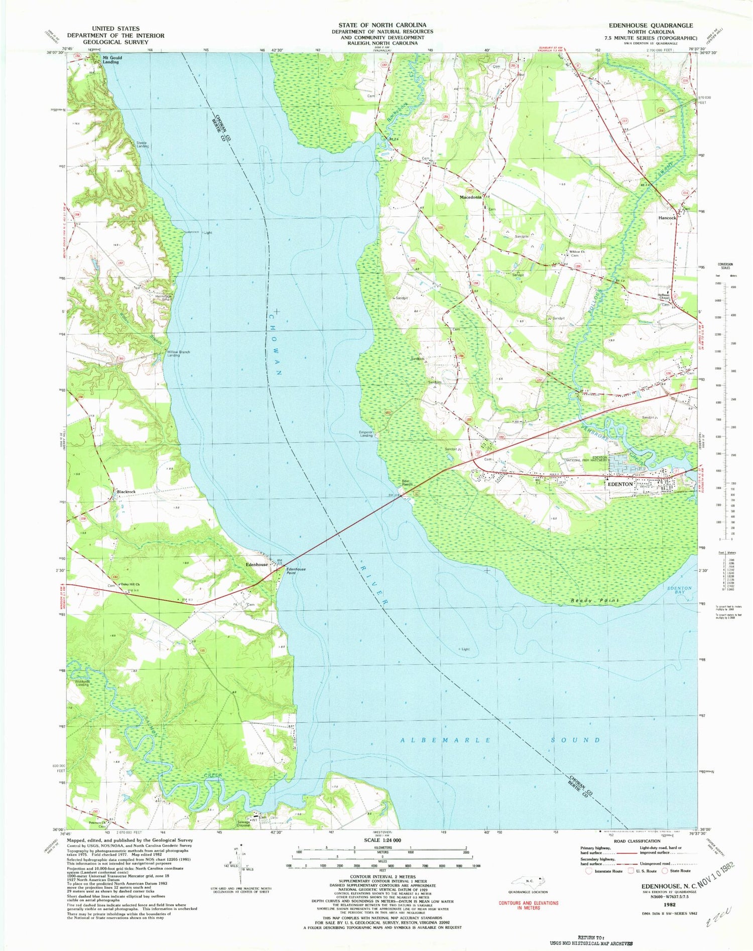 Classic USGS Edenhouse North Carolina 7.5'x7.5' Topo Map Image