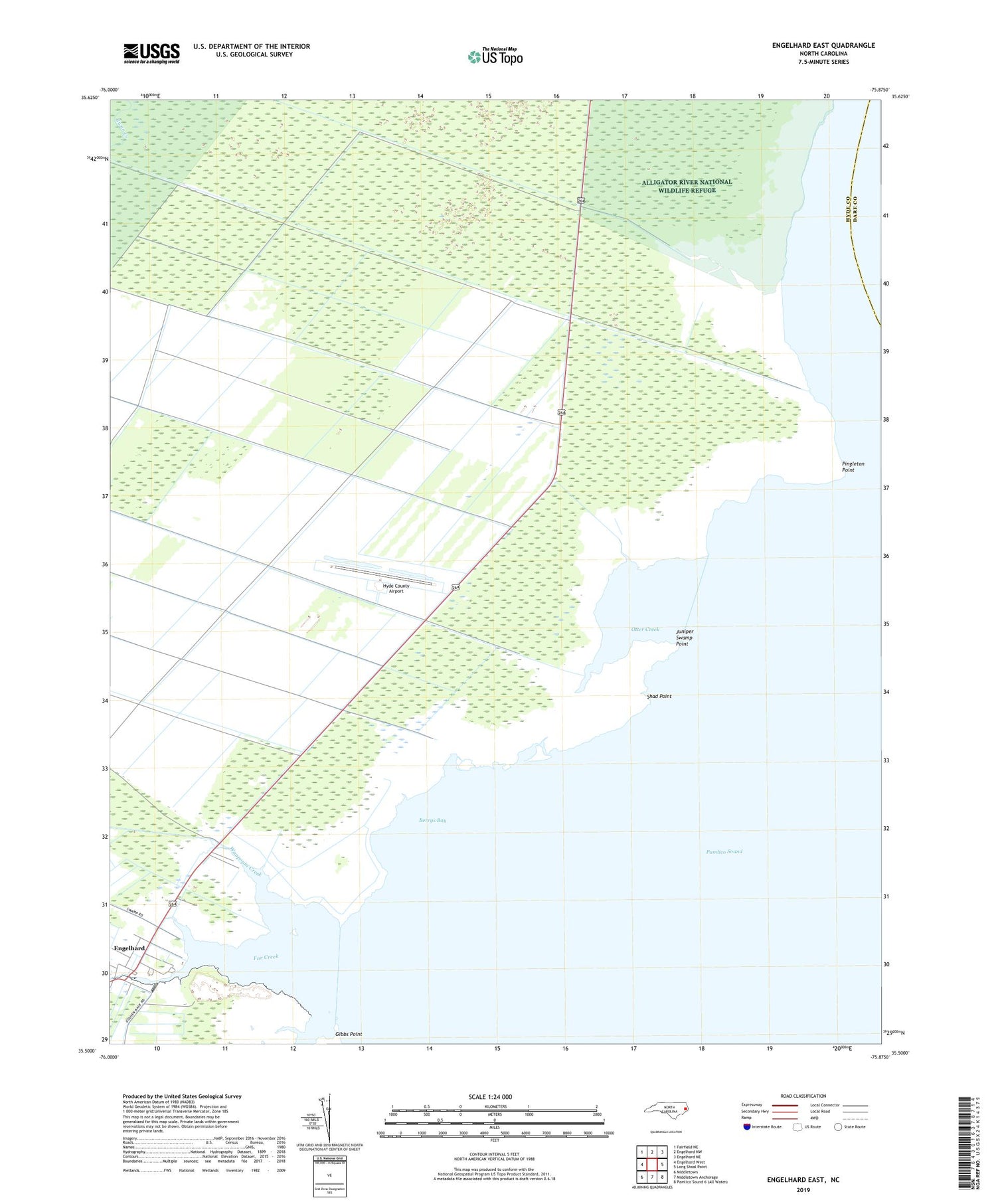 Engelhard East North Carolina US Topo Map Image
