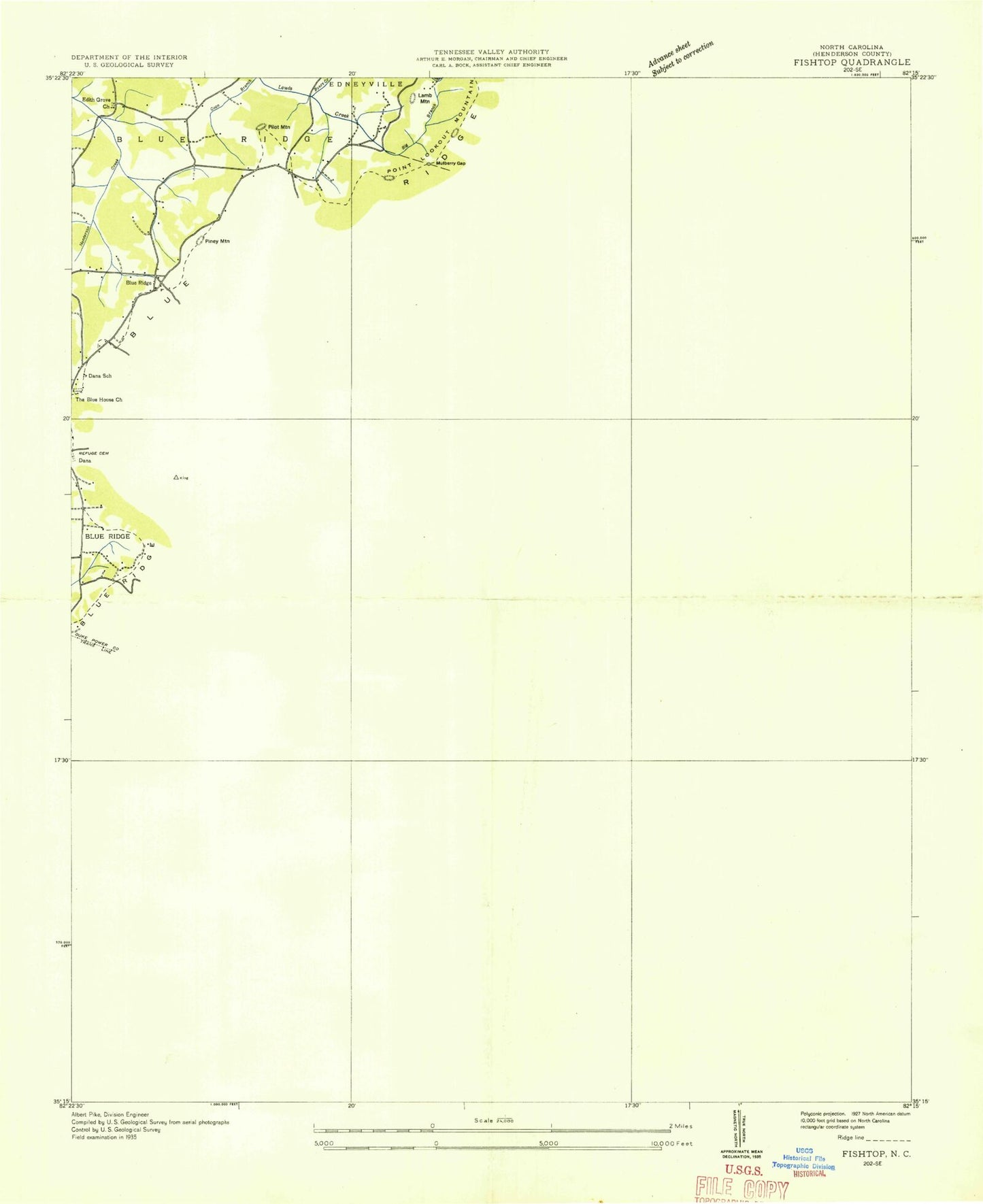 Classic USGS Cliffield Mountain North Carolina 7.5'x7.5' Topo Map Image