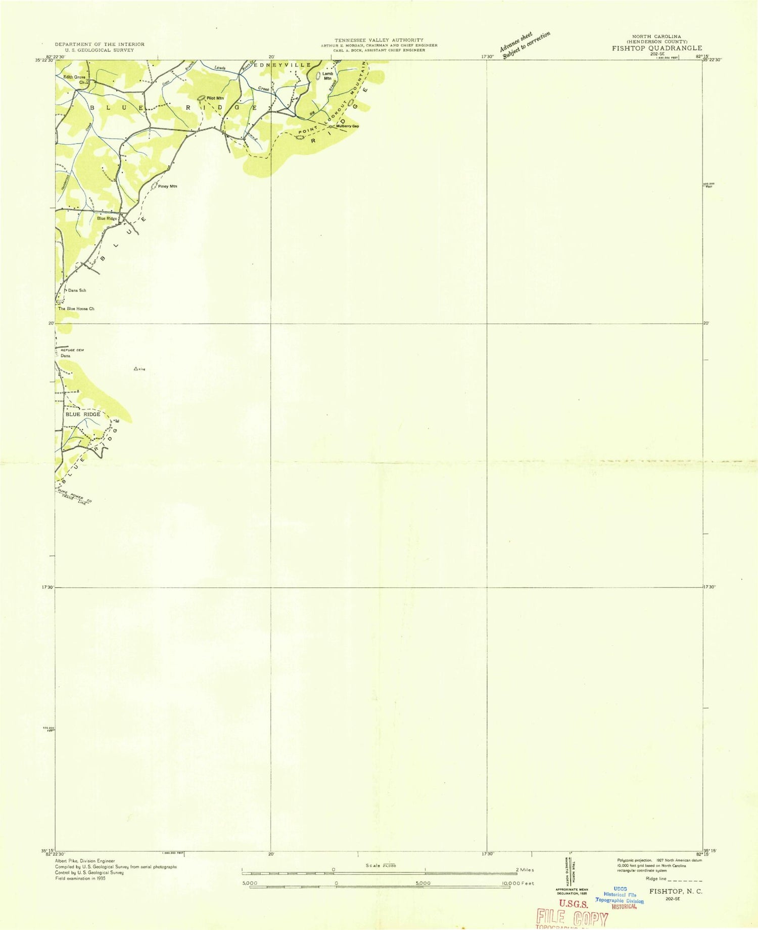 Classic USGS Cliffield Mountain North Carolina 7.5'x7.5' Topo Map Image