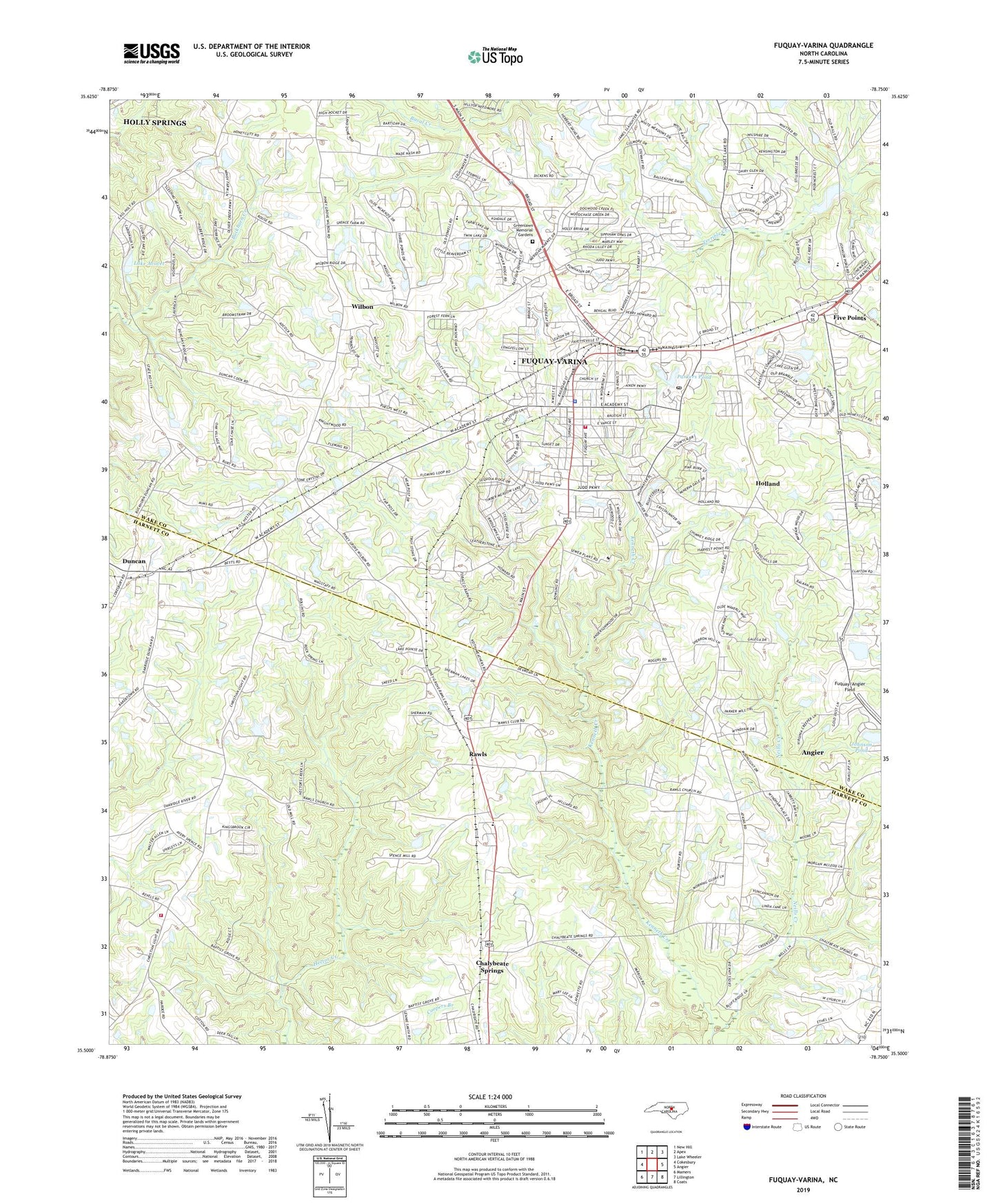 Fuquay-Varina North Carolina US Topo Map Image