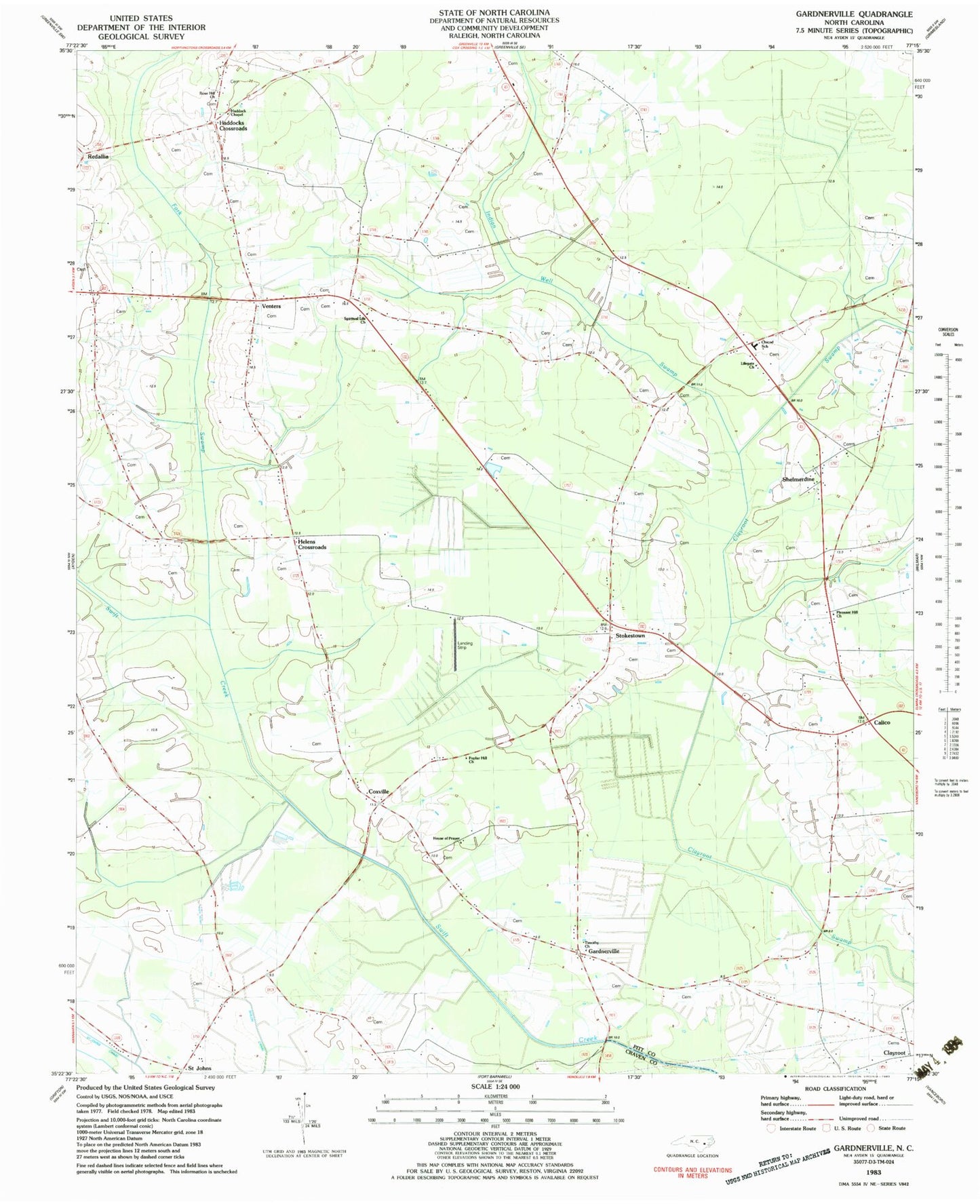 Classic USGS Gardnerville North Carolina 7.5'x7.5' Topo Map Image
