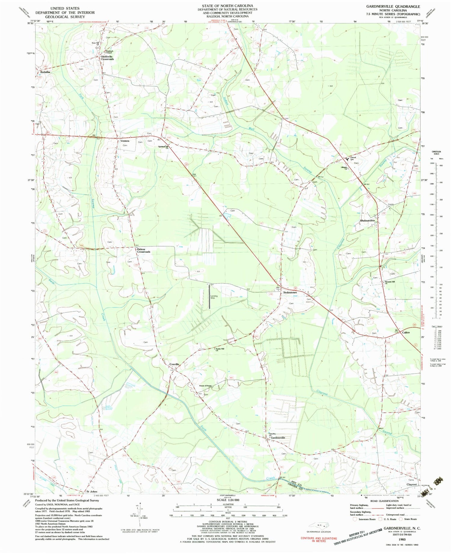 Classic USGS Gardnerville North Carolina 7.5'x7.5' Topo Map Image