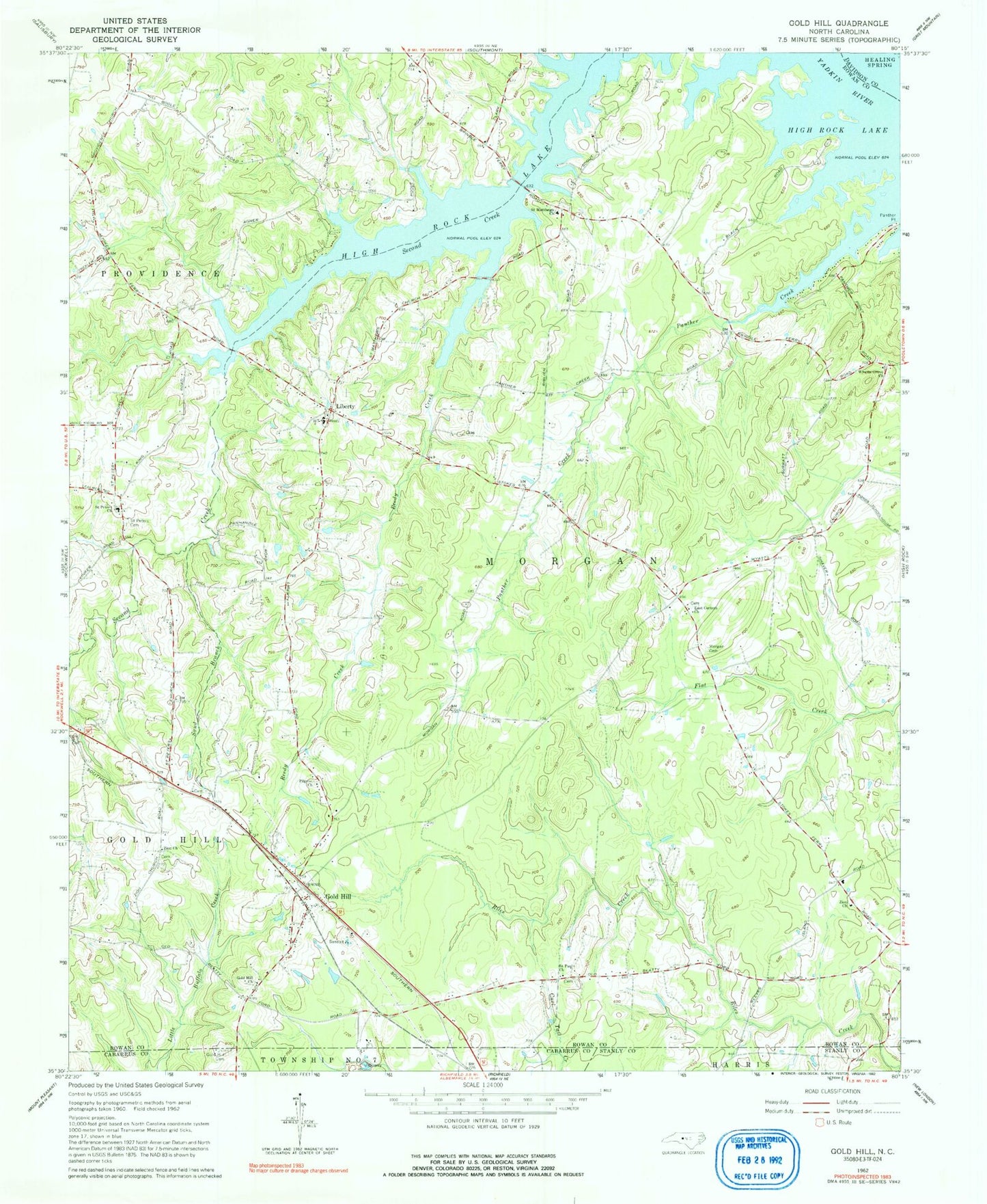 Classic USGS Gold Hill North Carolina 7.5'x7.5' Topo Map Image