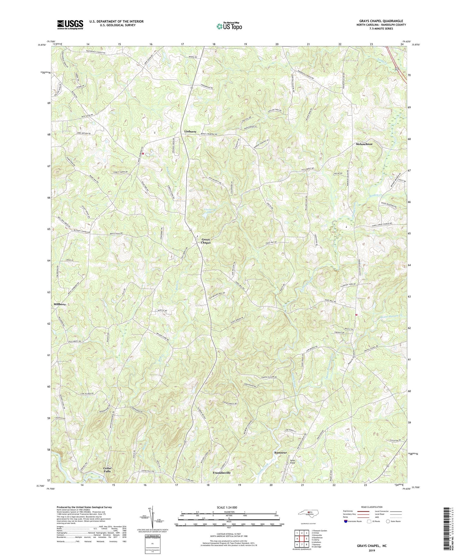 Grays Chapel North Carolina US Topo Map Image