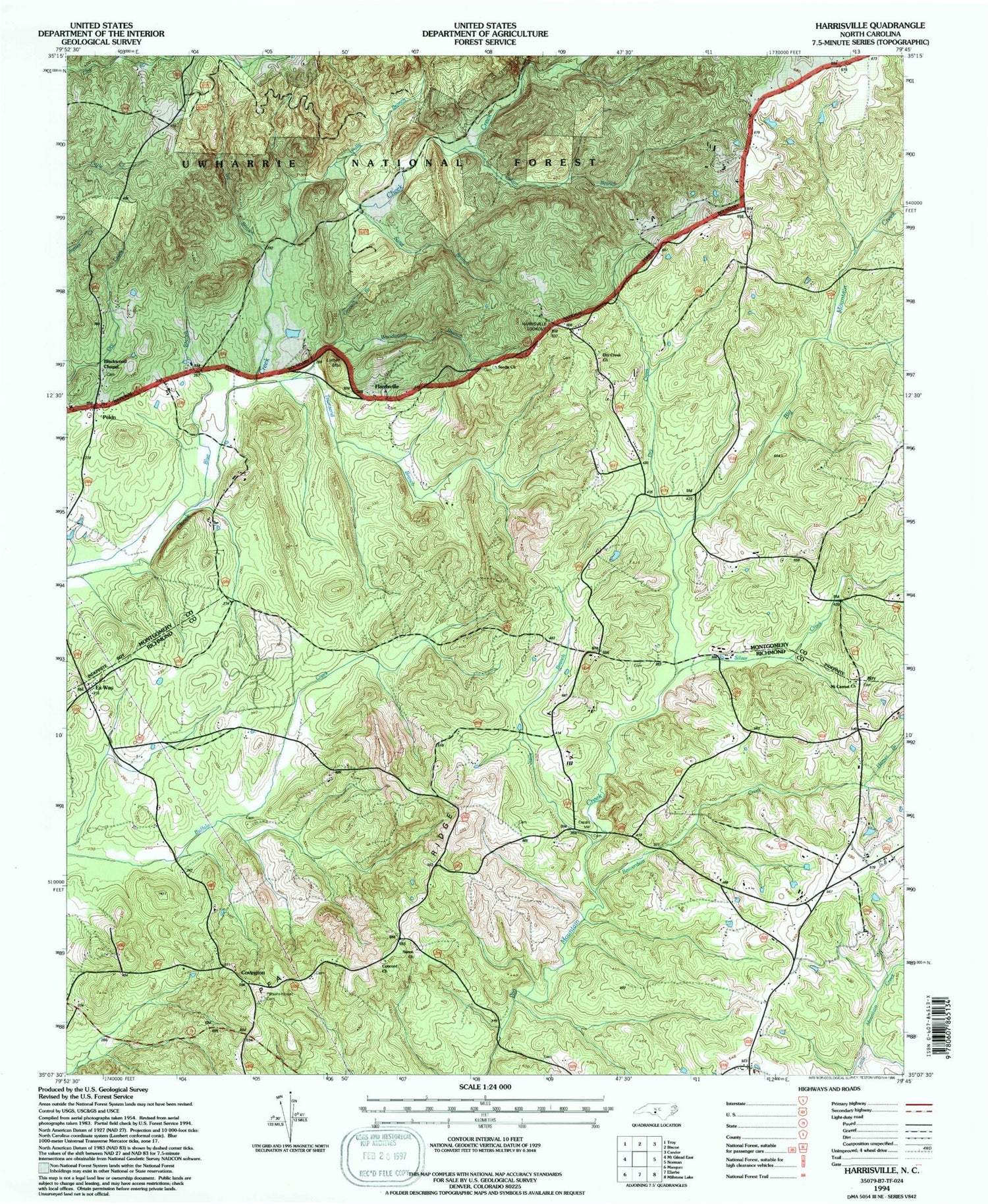 Classic USGS Harrisville North Carolina 7.5'x7.5' Topo Map Image