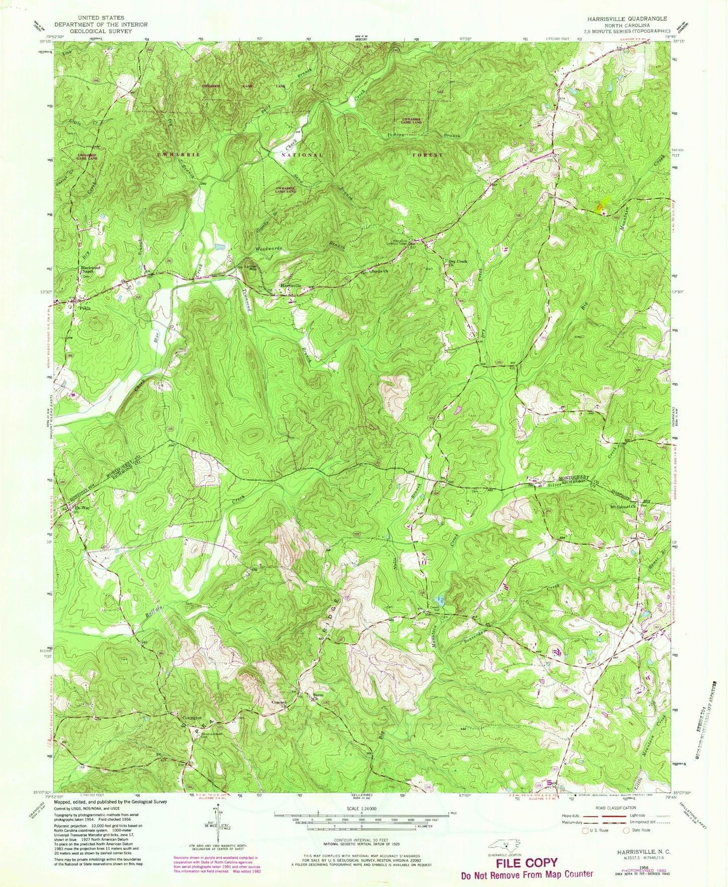 Classic USGS Harrisville North Carolina 7.5'x7.5' Topo Map Image