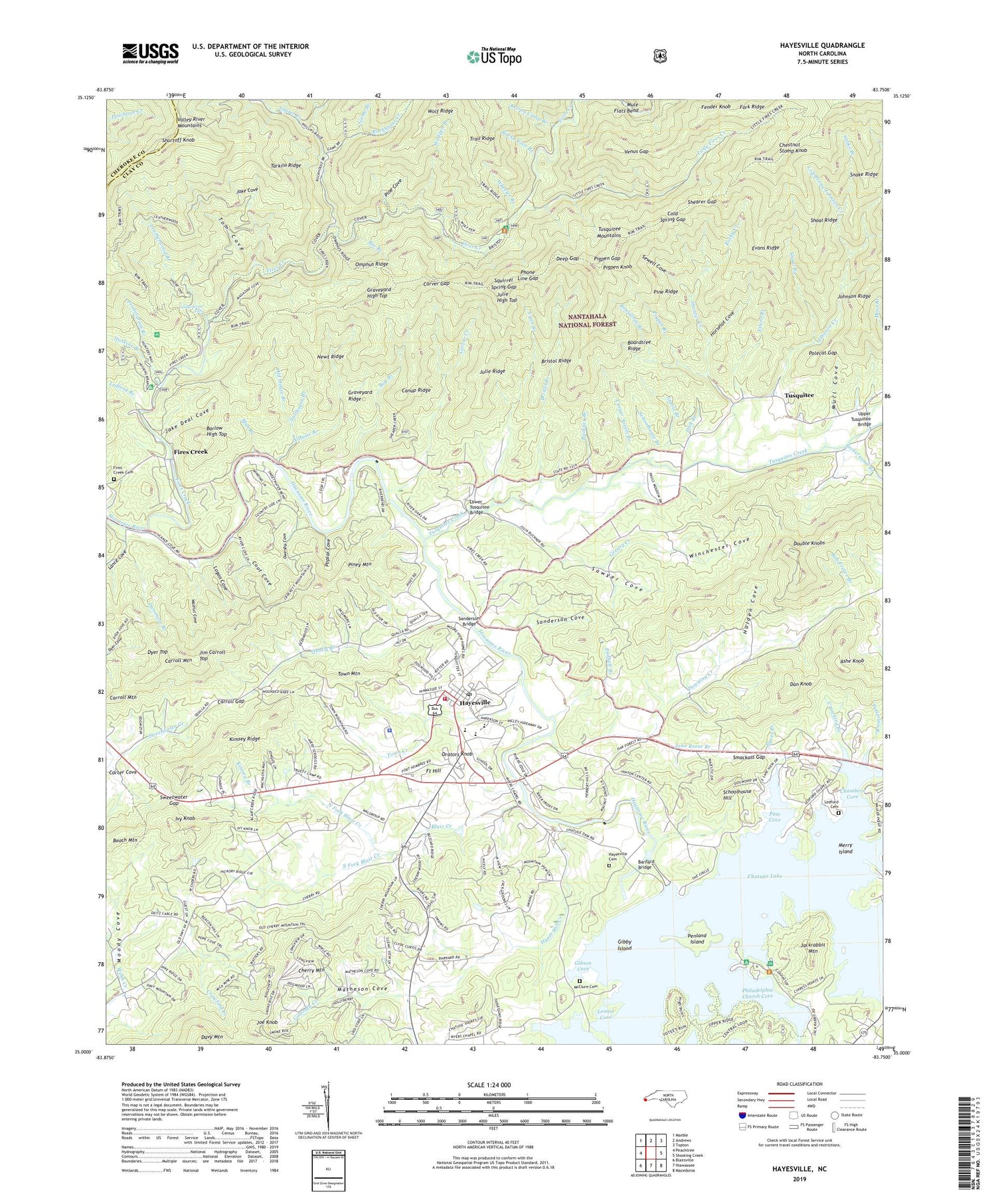 Hayesville North Carolina US Topo Map Image