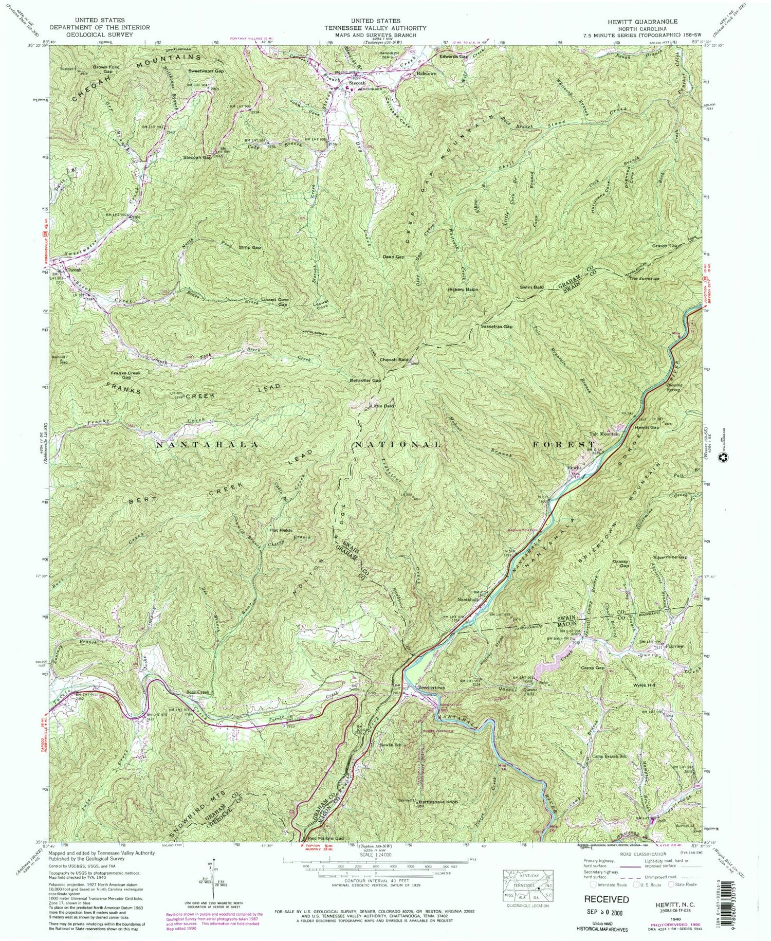 Classic USGS Hewitt North Carolina 7.5'x7.5' Topo Map Image
