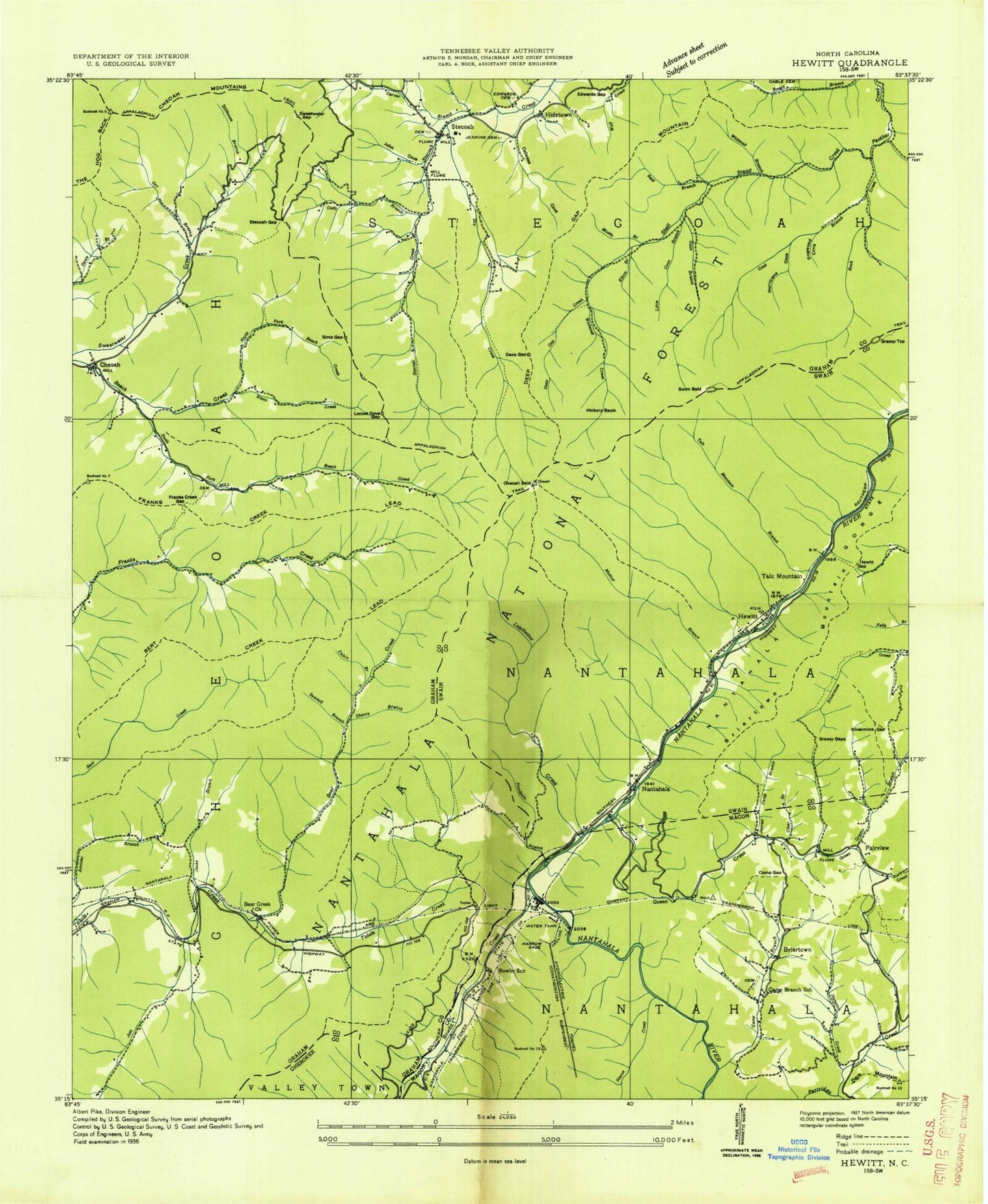 Classic USGS Hewitt North Carolina 7.5'x7.5' Topo Map Image