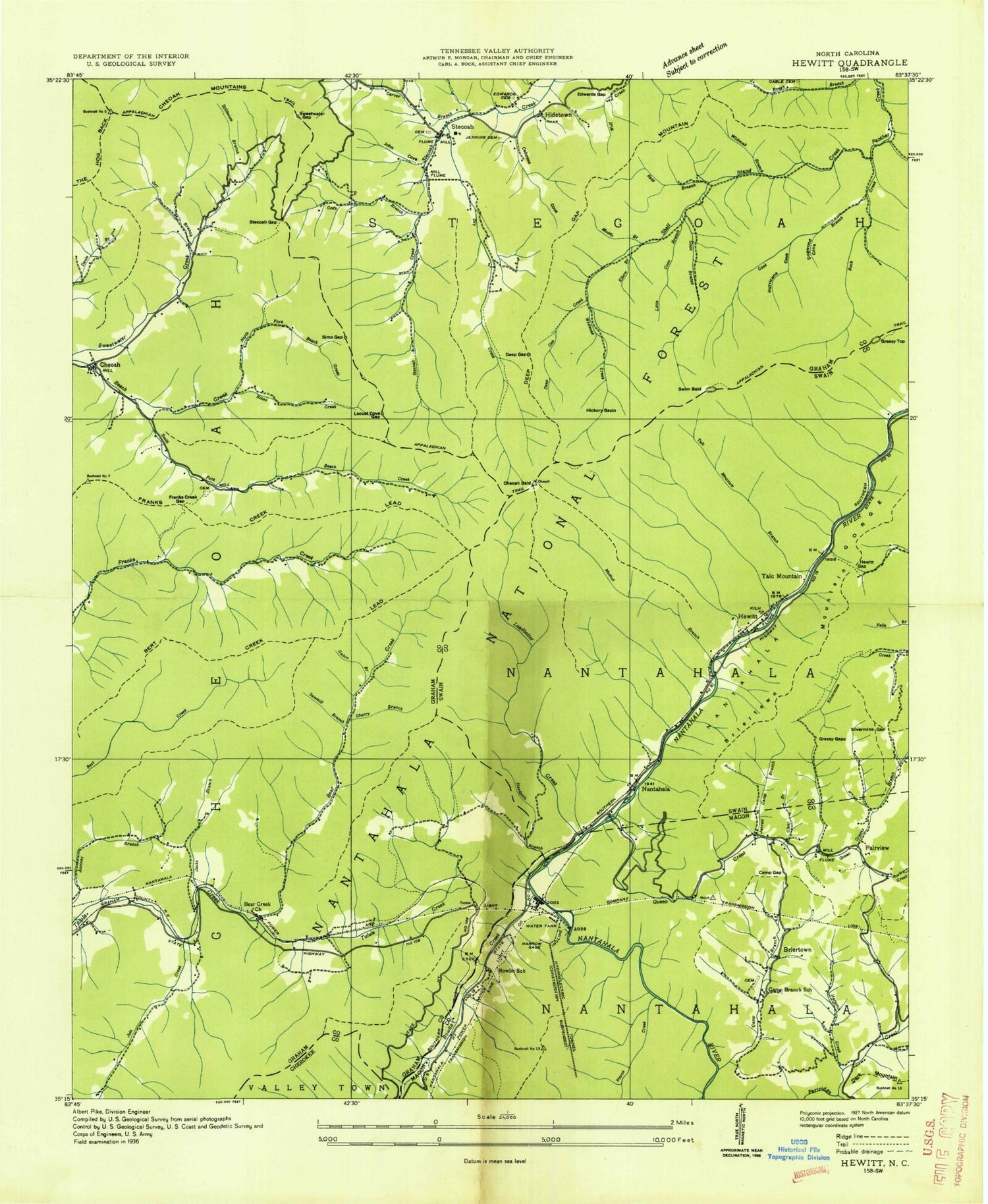 Classic USGS Hewitt North Carolina 7.5'x7.5' Topo Map Image