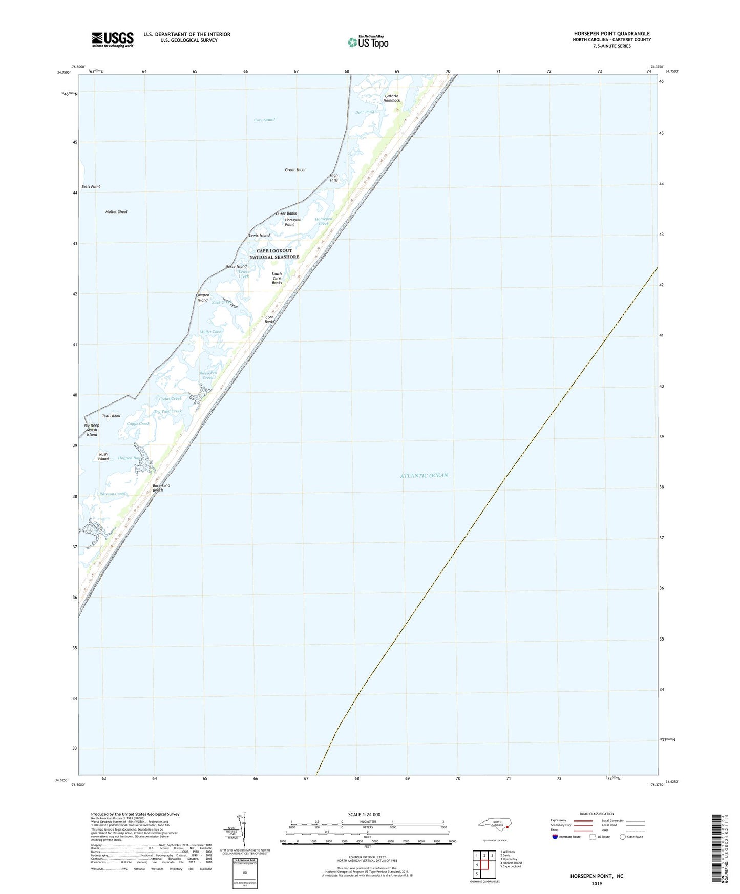 Horsepen Point North Carolina US Topo Map Image