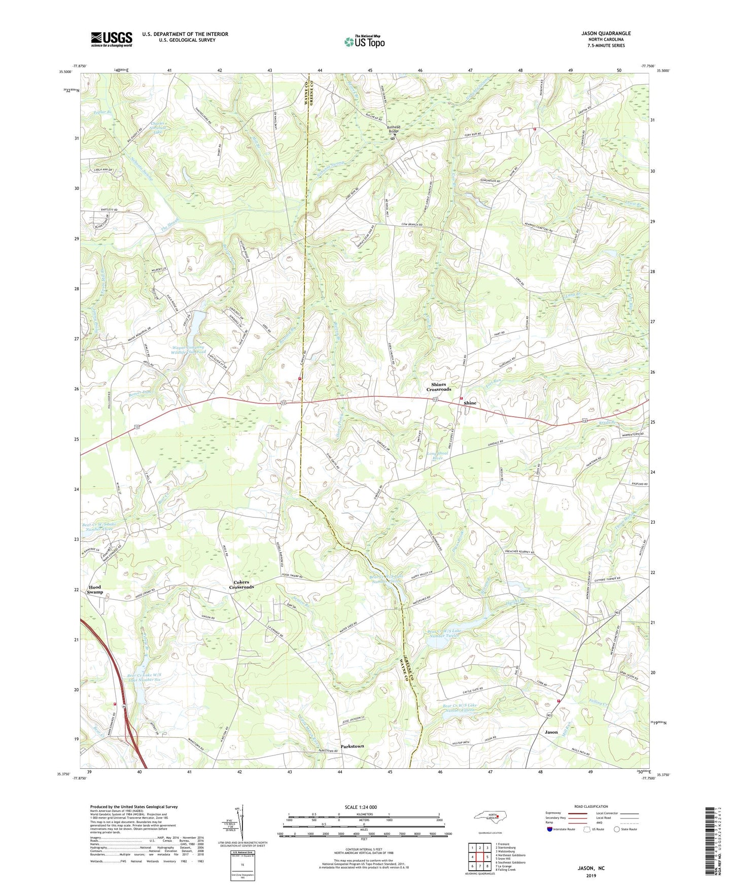 Jason North Carolina US Topo Map Image