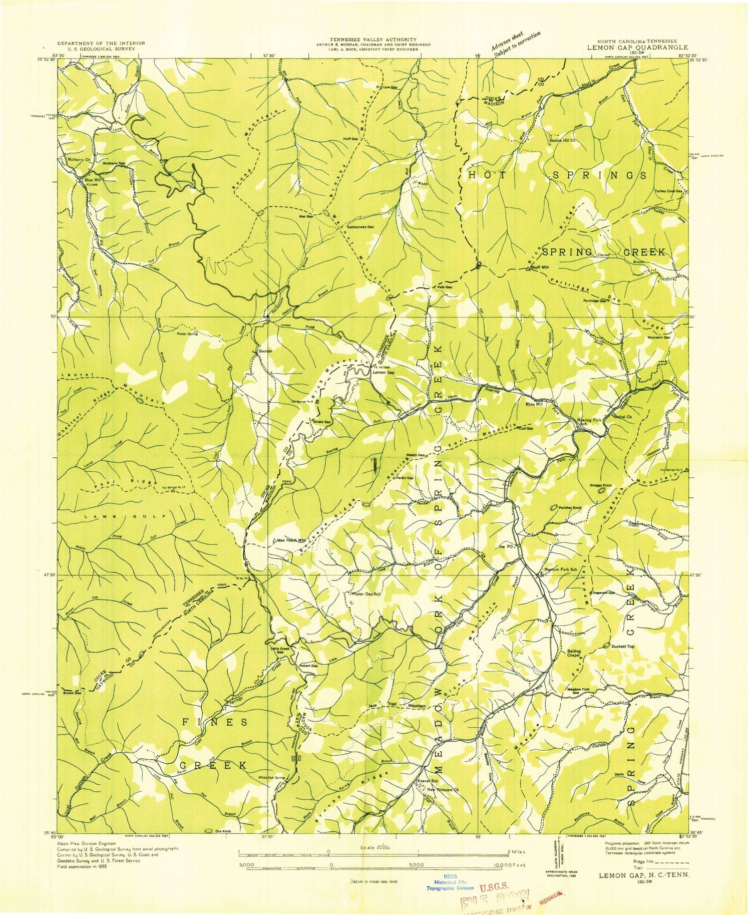 Classic USGS Lemon Gap North Carolina 7.5'x7.5' Topo Map Image