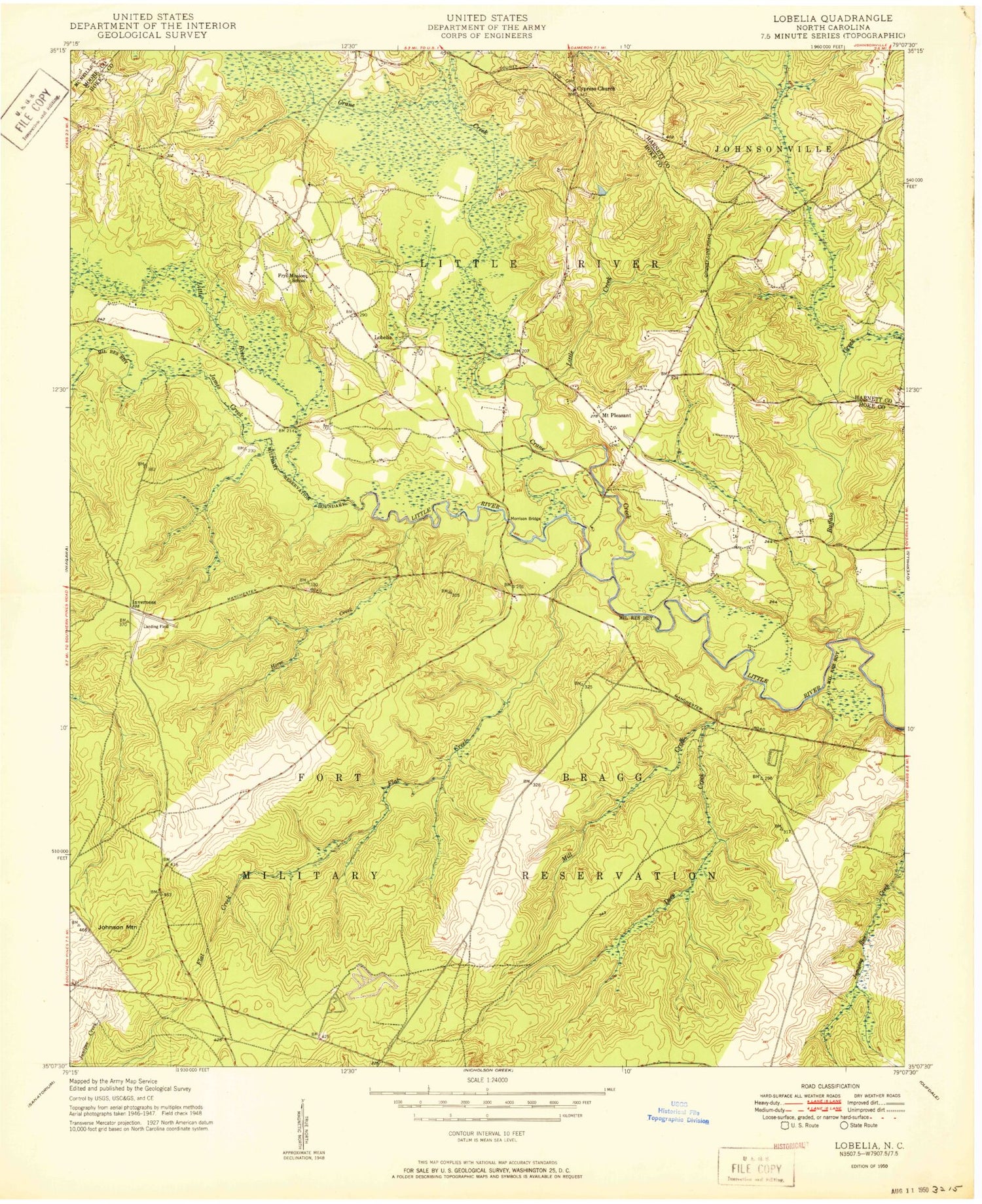 Classic USGS Lobelia North Carolina 7.5'x7.5' Topo Map Image