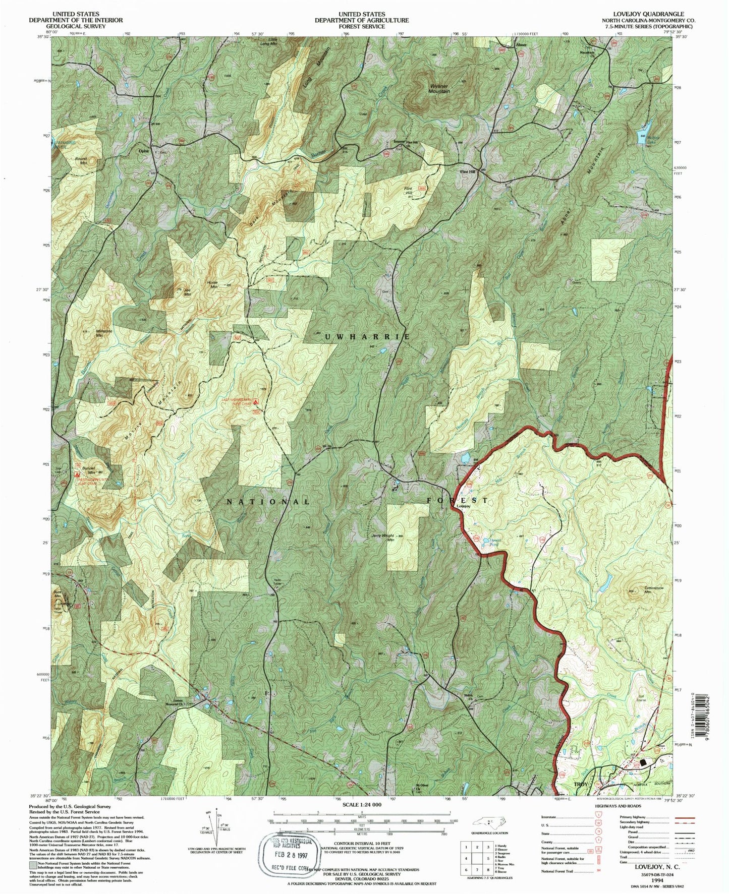 USGS Classic Lovejoy North Carolina 7.5'x7.5' Topo Map Image