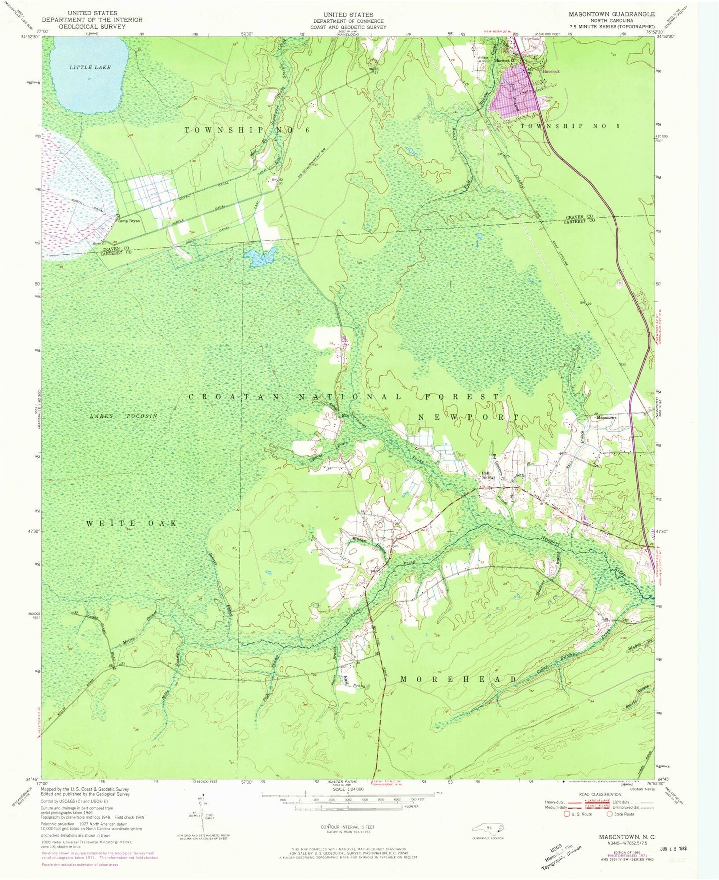 Classic USGS Masontown North Carolina 7.5'x7.5' Topo Map Image