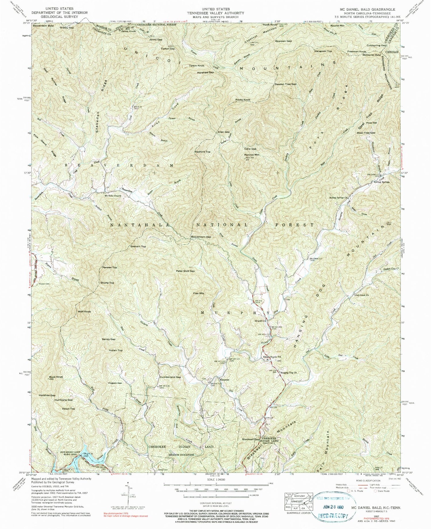 Classic USGS McDaniel Bald North Carolina 7.5'x7.5' Topo Map Image