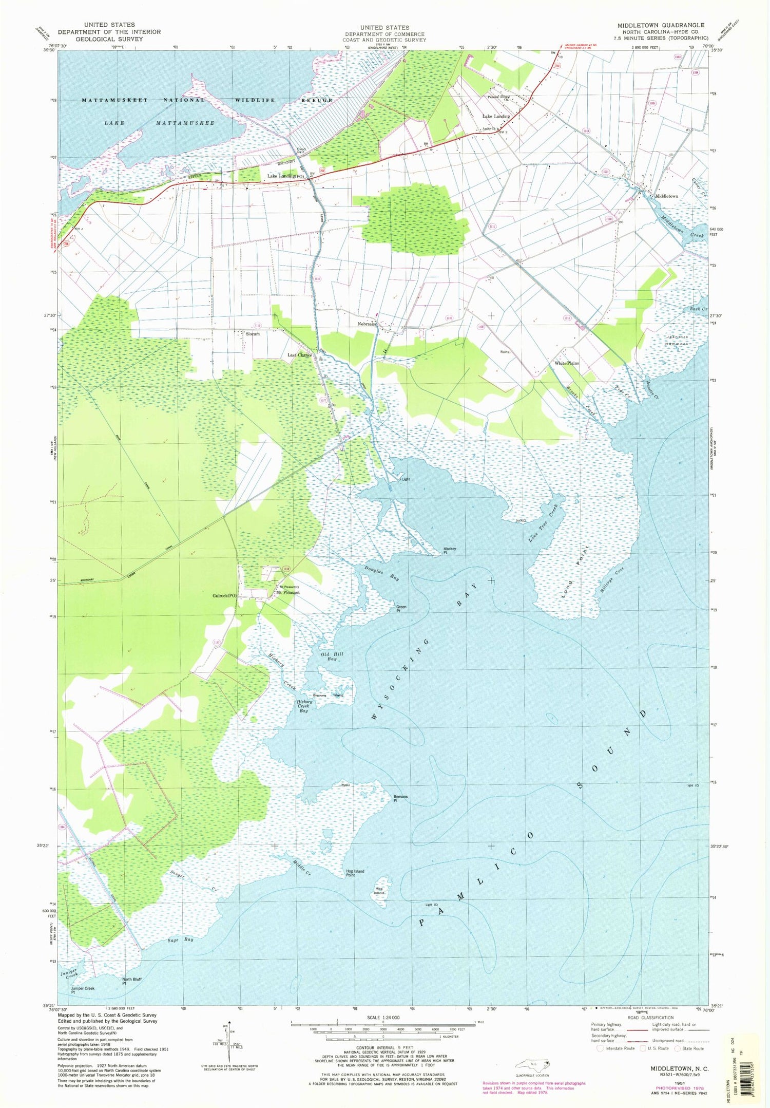 Classic USGS Middletown North Carolina 7.5'x7.5' Topo Map Image