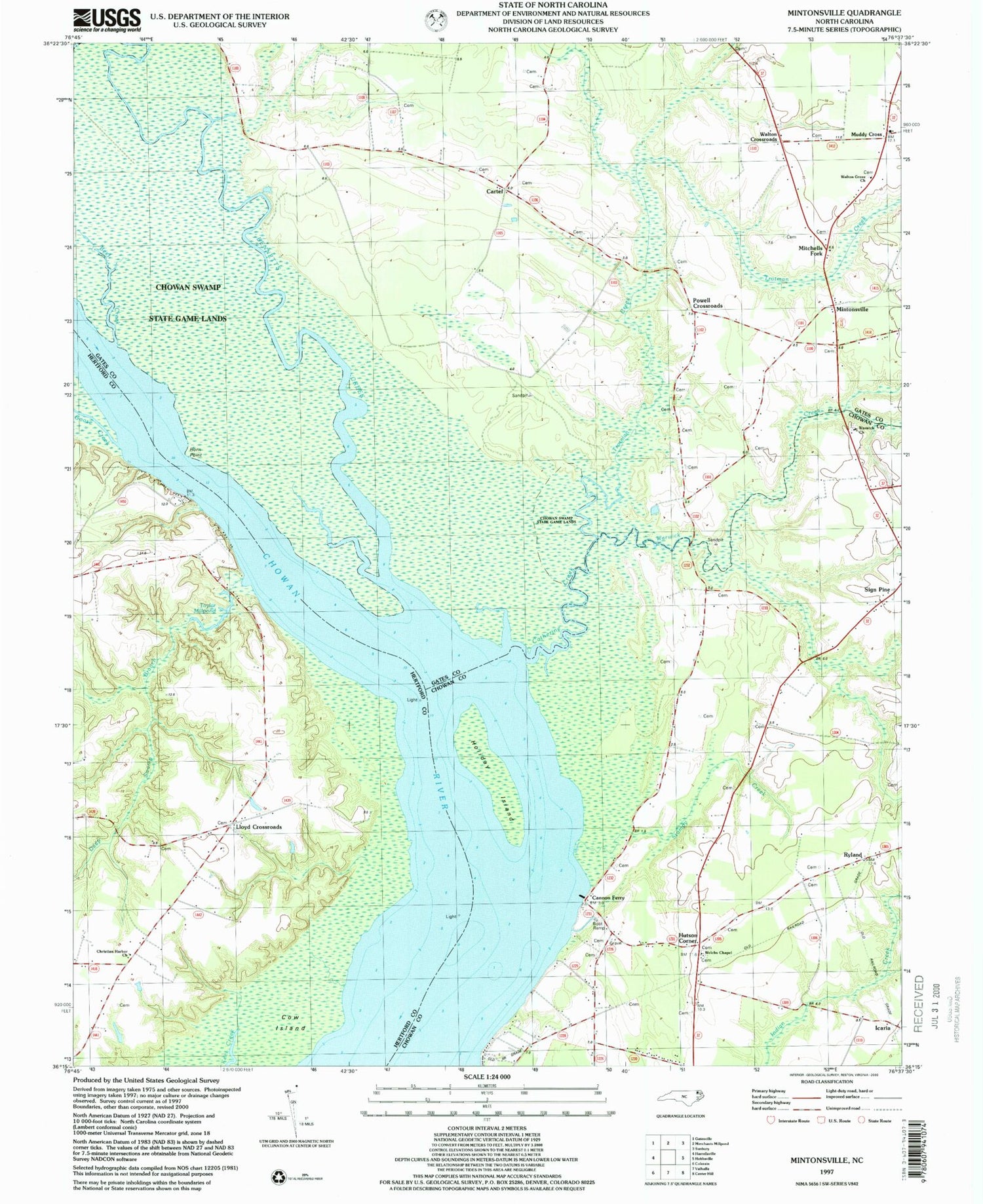Classic USGS Mintonsville North Carolina 7.5'x7.5' Topo Map Image