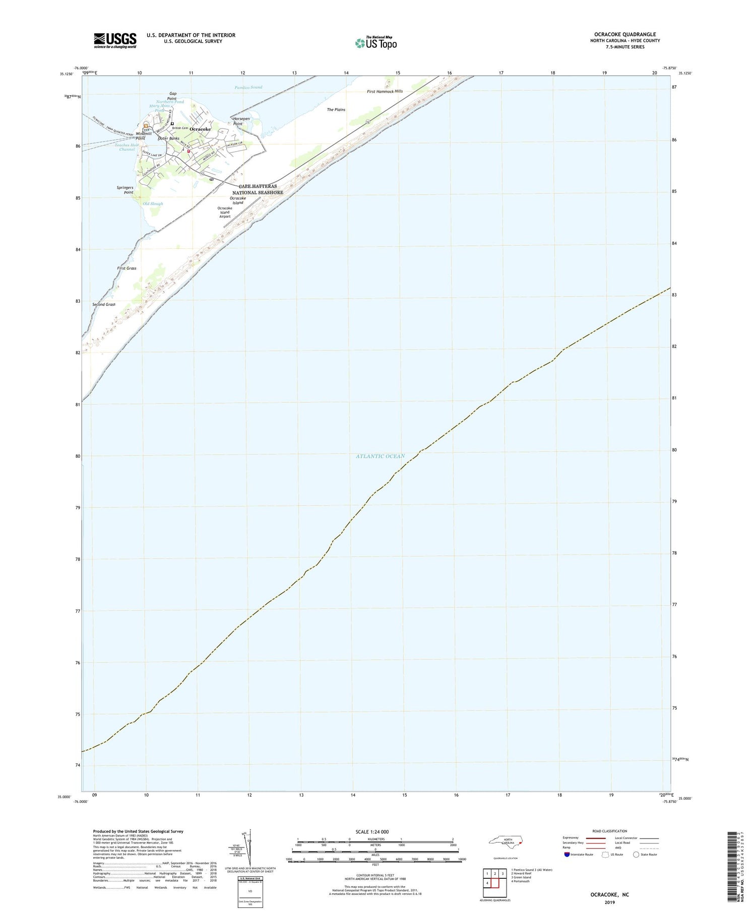 Ocracoke North Carolina US Topo Map Image