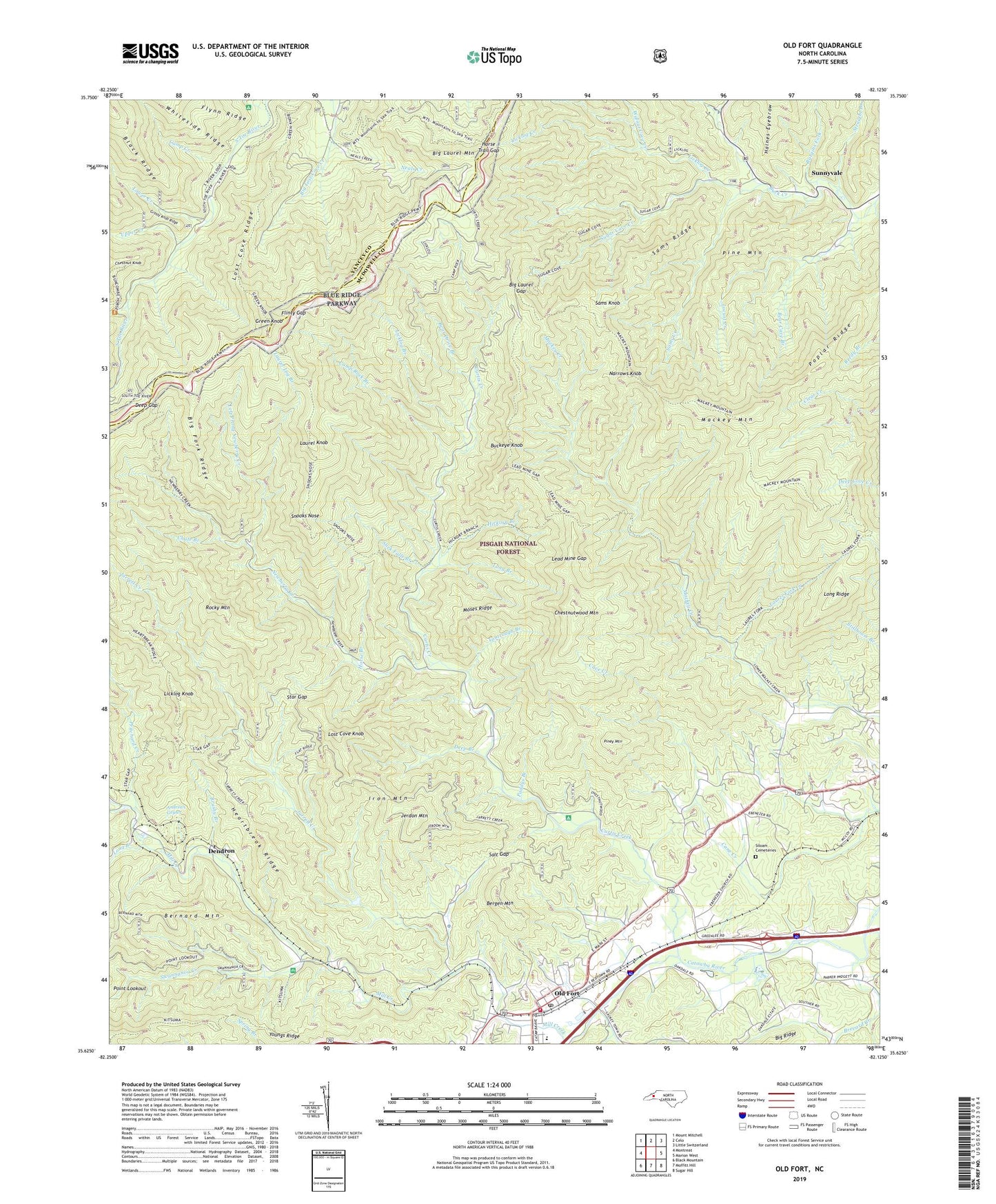 Old Fort North Carolina US Topo Map Image