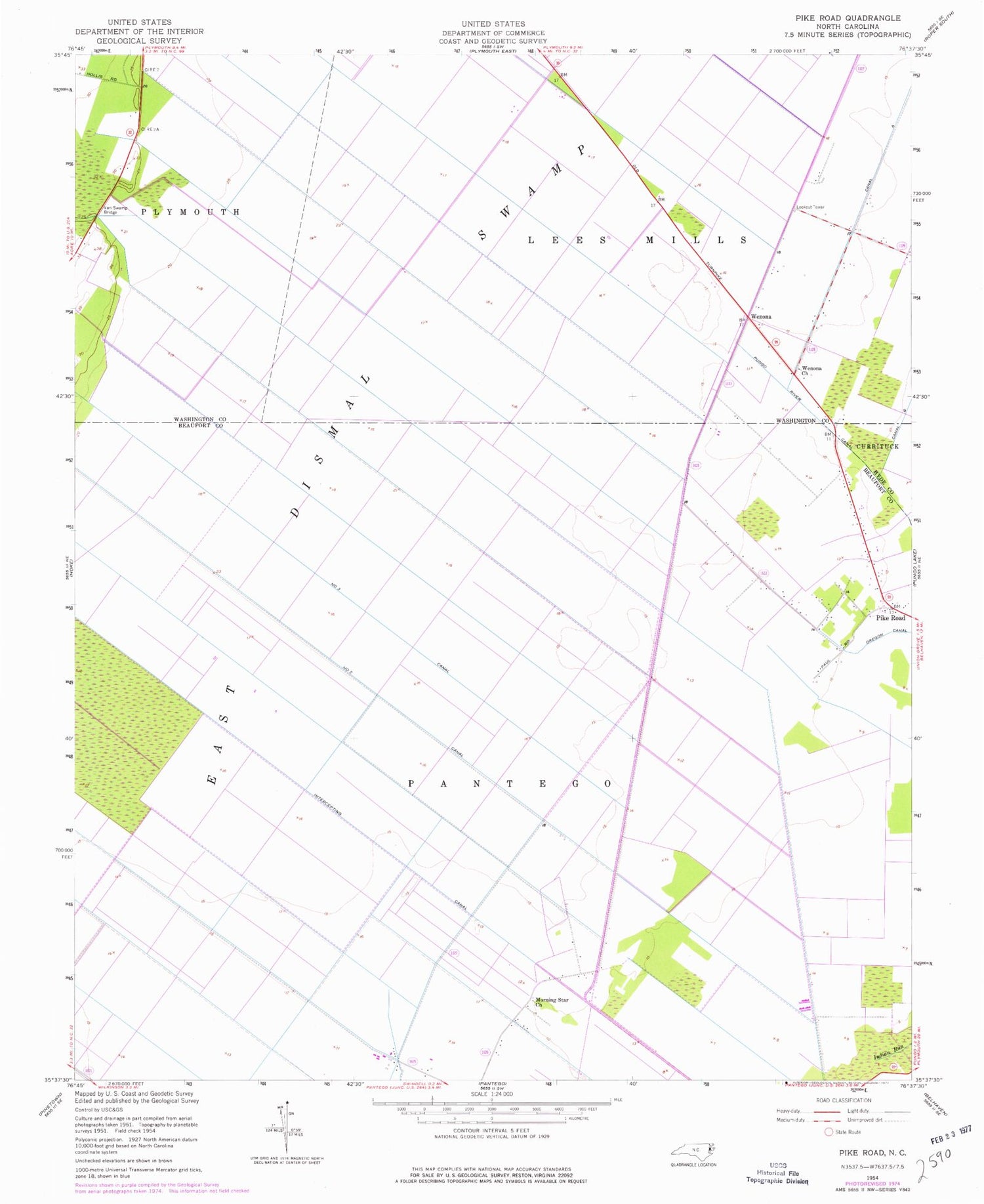 Classic USGS Pike Road North Carolina 7.5'x7.5' Topo Map Image