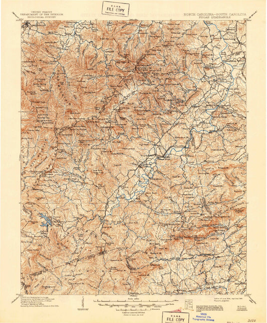Historic 1906 Pisgah North Carolina 30'x30' Topo Map Image