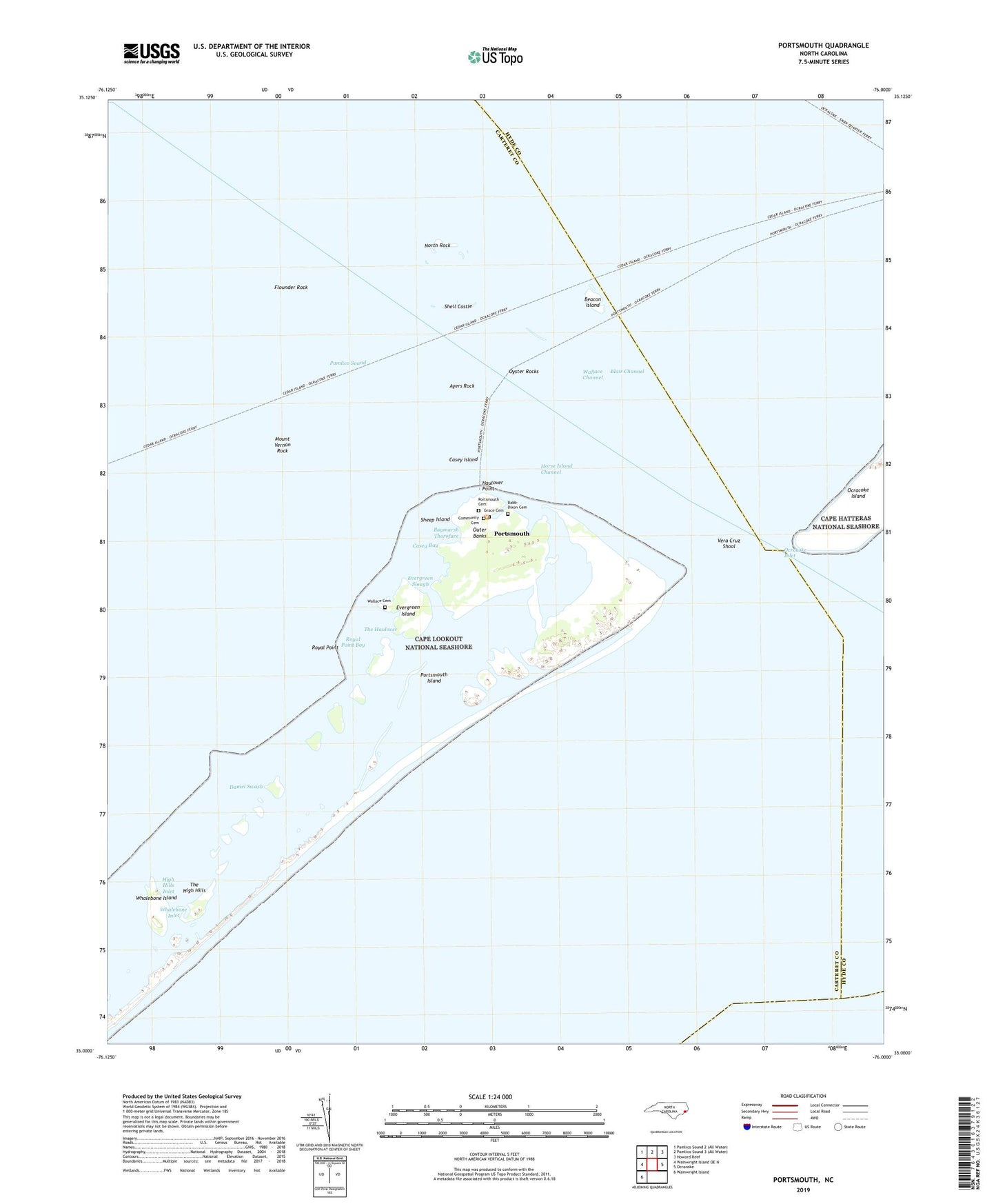 Portsmouth North Carolina US Topo Map Image