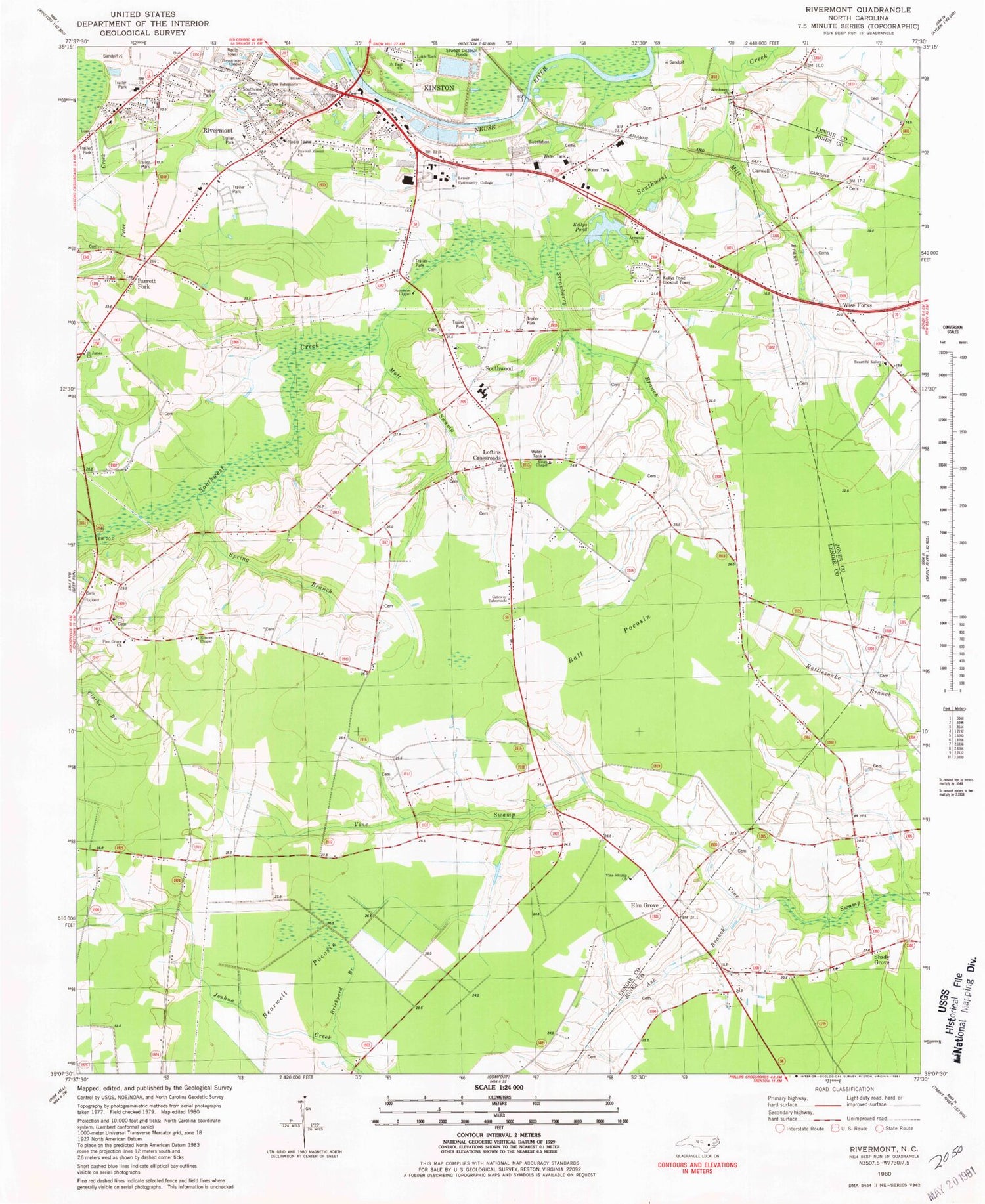 Classic USGS Rivermont North Carolina 7.5'x7.5' Topo Map Image