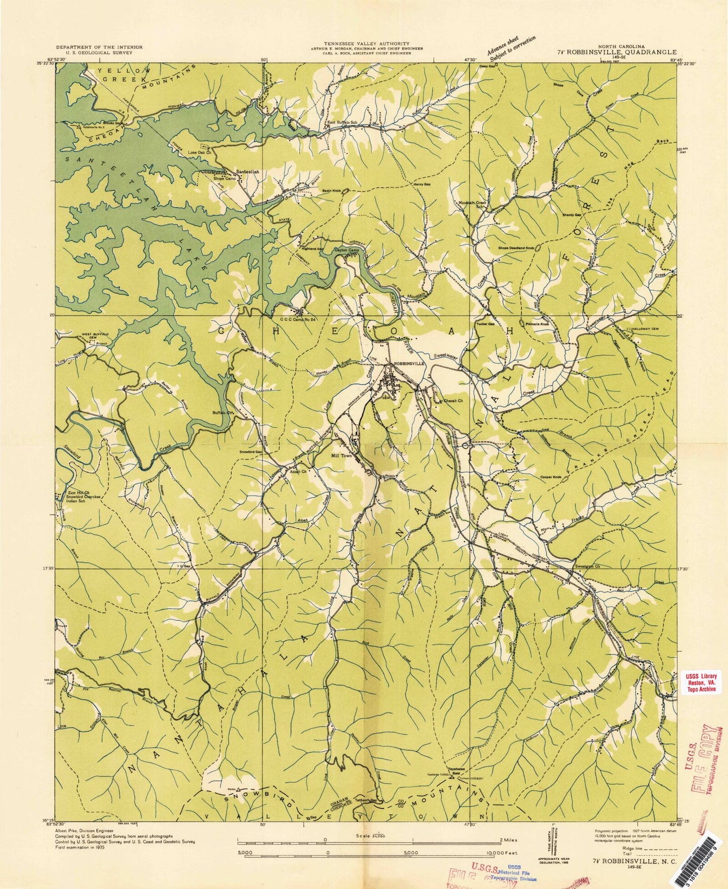 Classic USGS Robbinsville North Carolina 7.5'x7.5' Topo Map Image