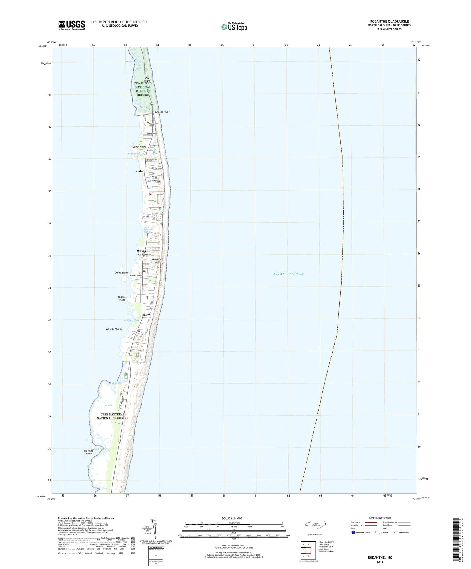 Rodanthe North Carolina US Topo Map Image