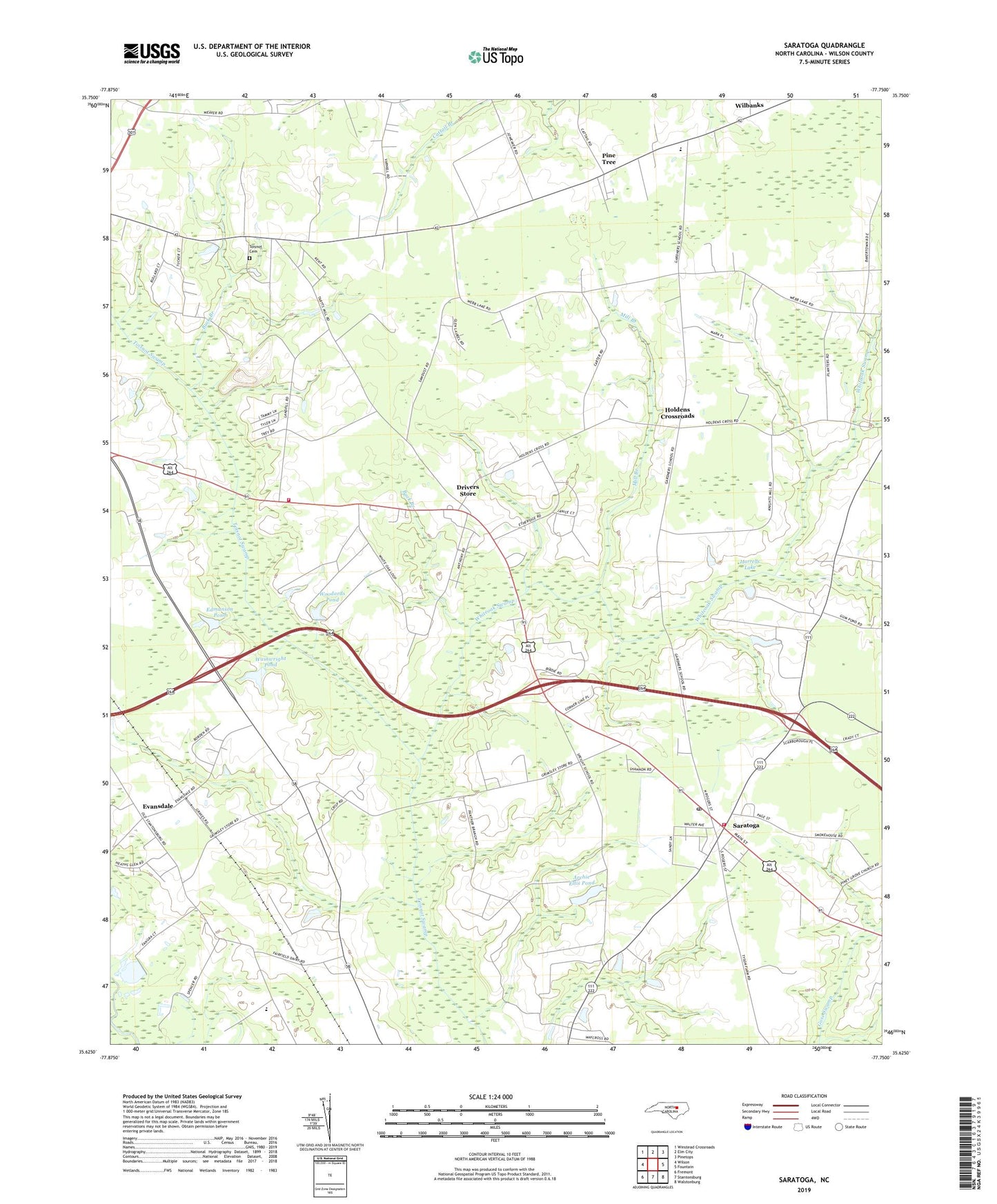 Saratoga North Carolina US Topo Map Image