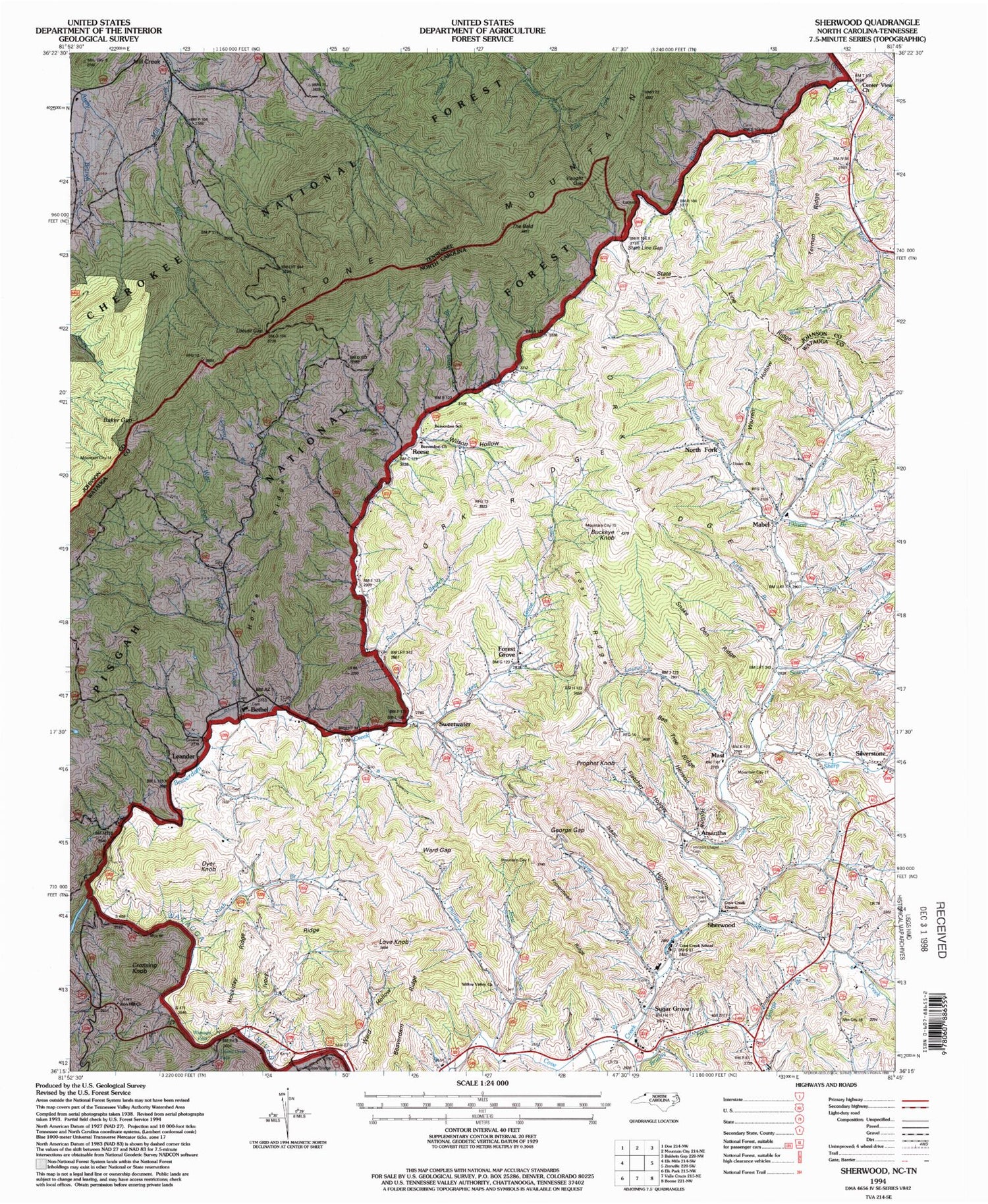 Classic USGS Sherwood North Carolina 7.5'x7.5' Topo Map Image
