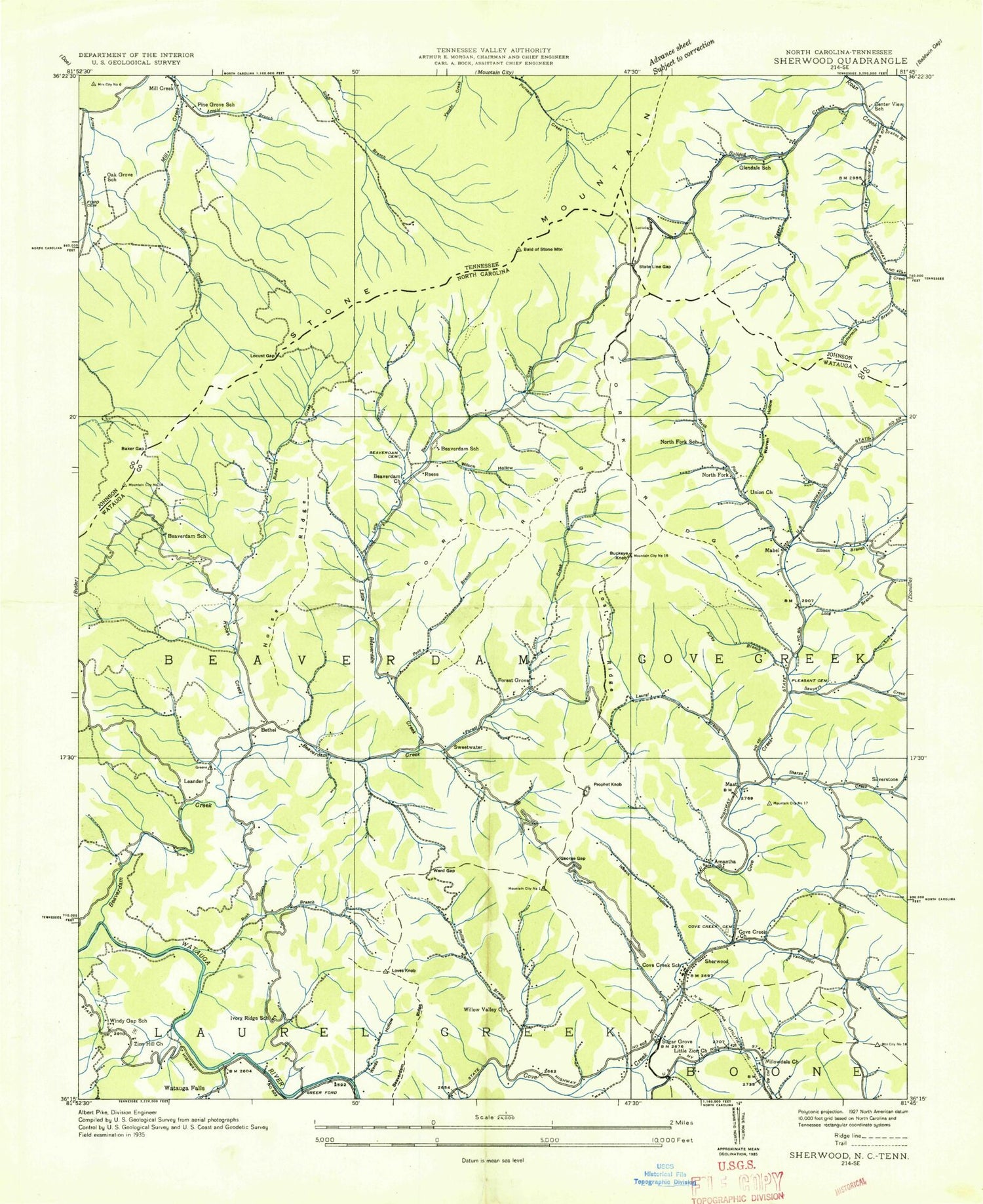 Classic USGS Sherwood North Carolina 7.5'x7.5' Topo Map Image