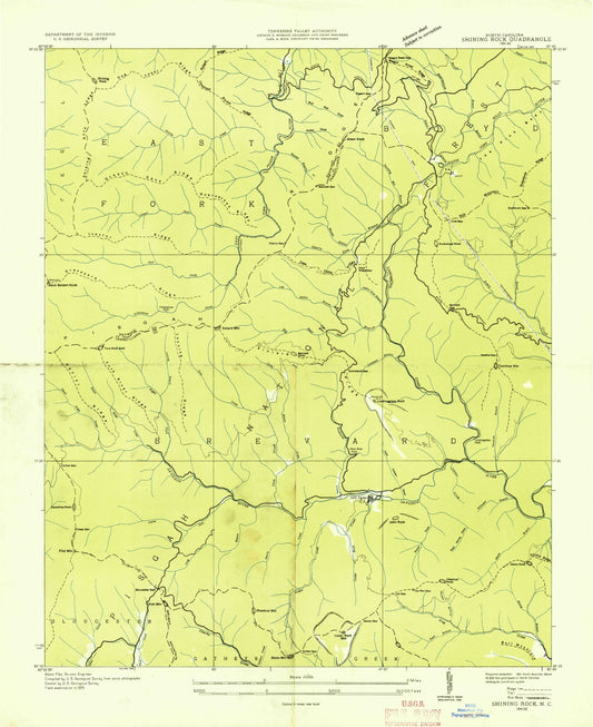 USGS Classic Shining Rock North Carolina 7.5'x7.5' Topo Map Image