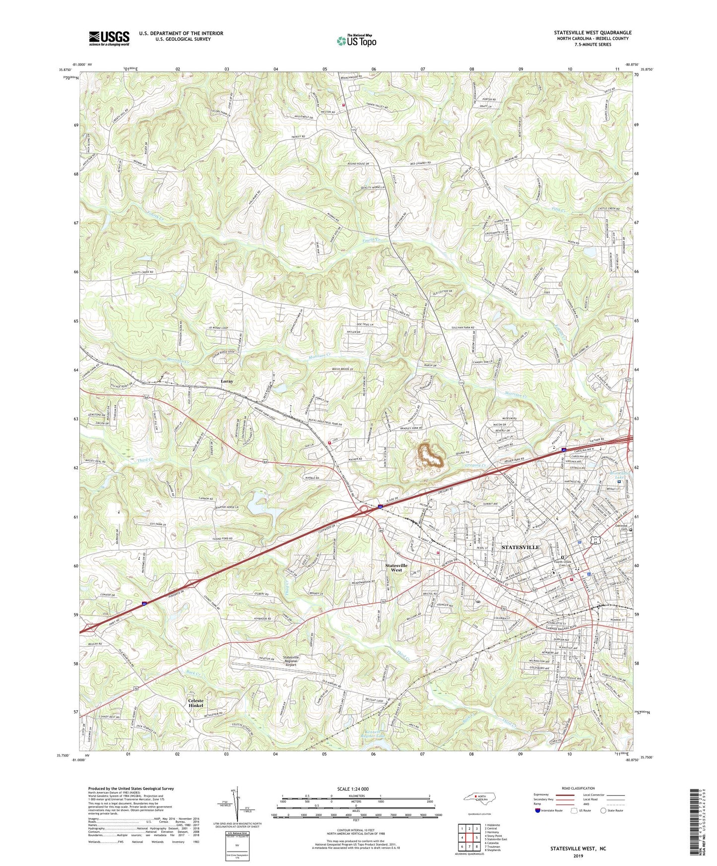 Statesville West North Carolina US Topo Map Image